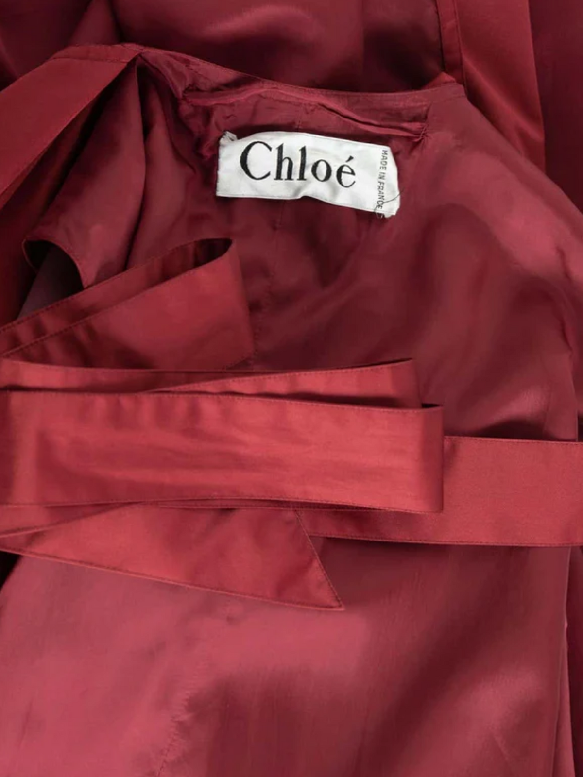 Chloé 1980s Bordeaux Gabardine Belted Cape Trench Coat