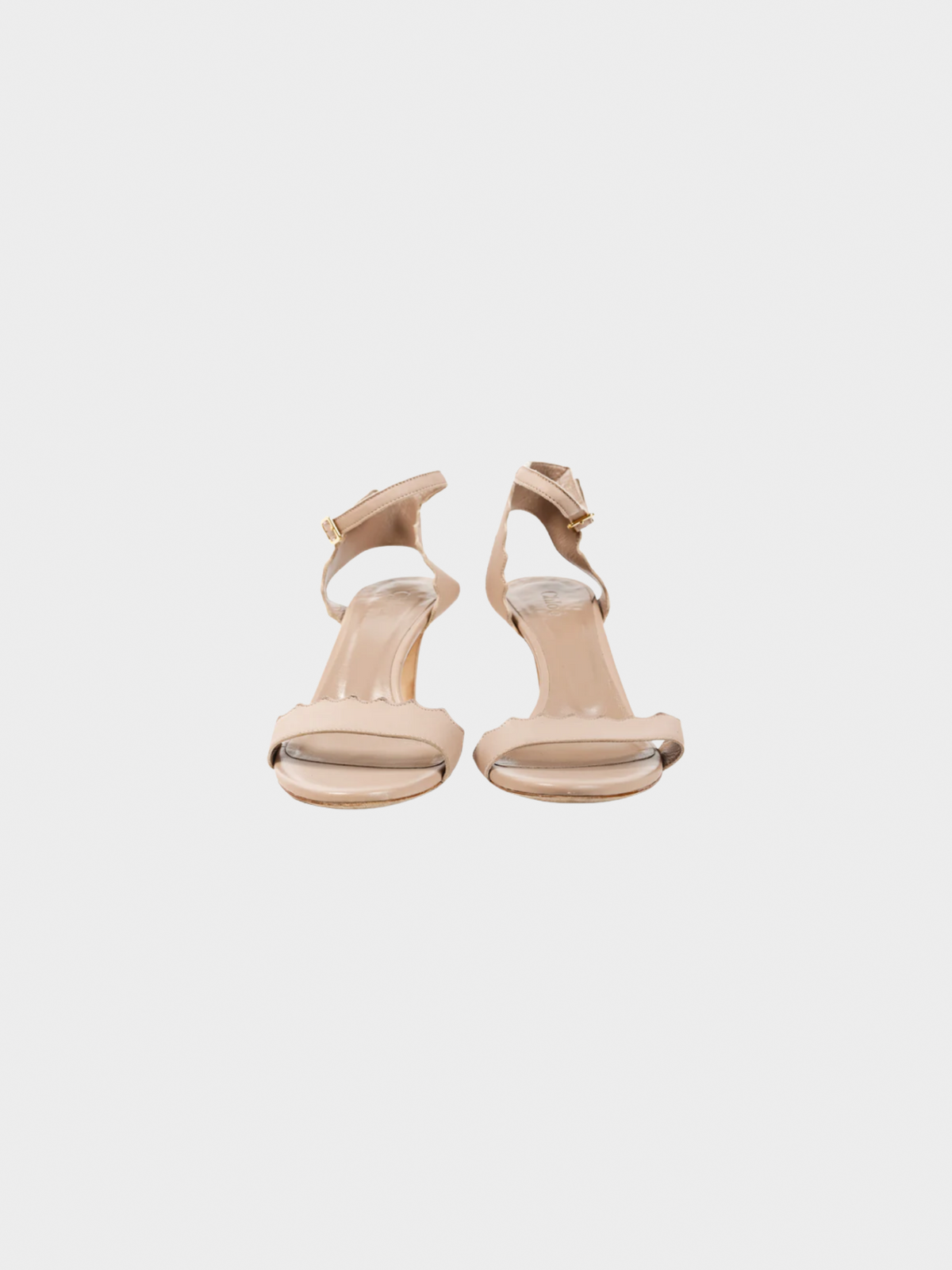 Chloé 2010s Lauren Light Pastel Nappa Leather Scalloped Sandals