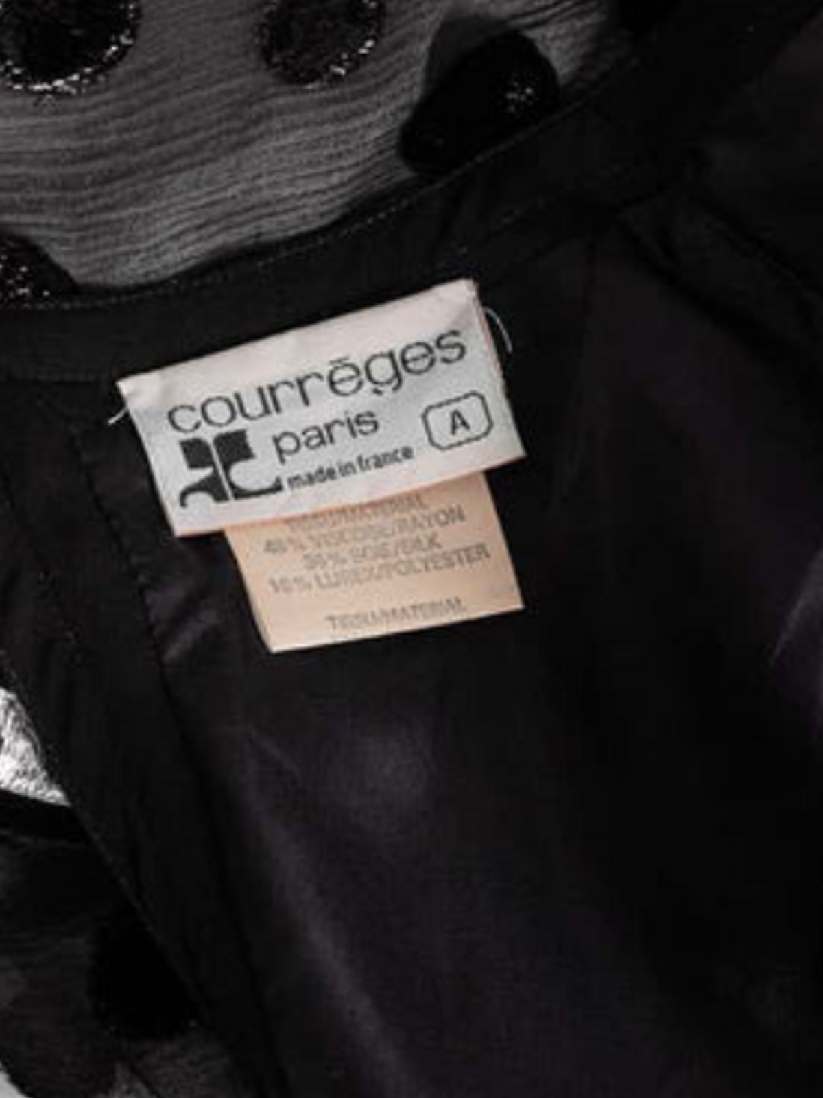 Courreges 1973 Black Metallic Polka Dot Layered Maxi Dress