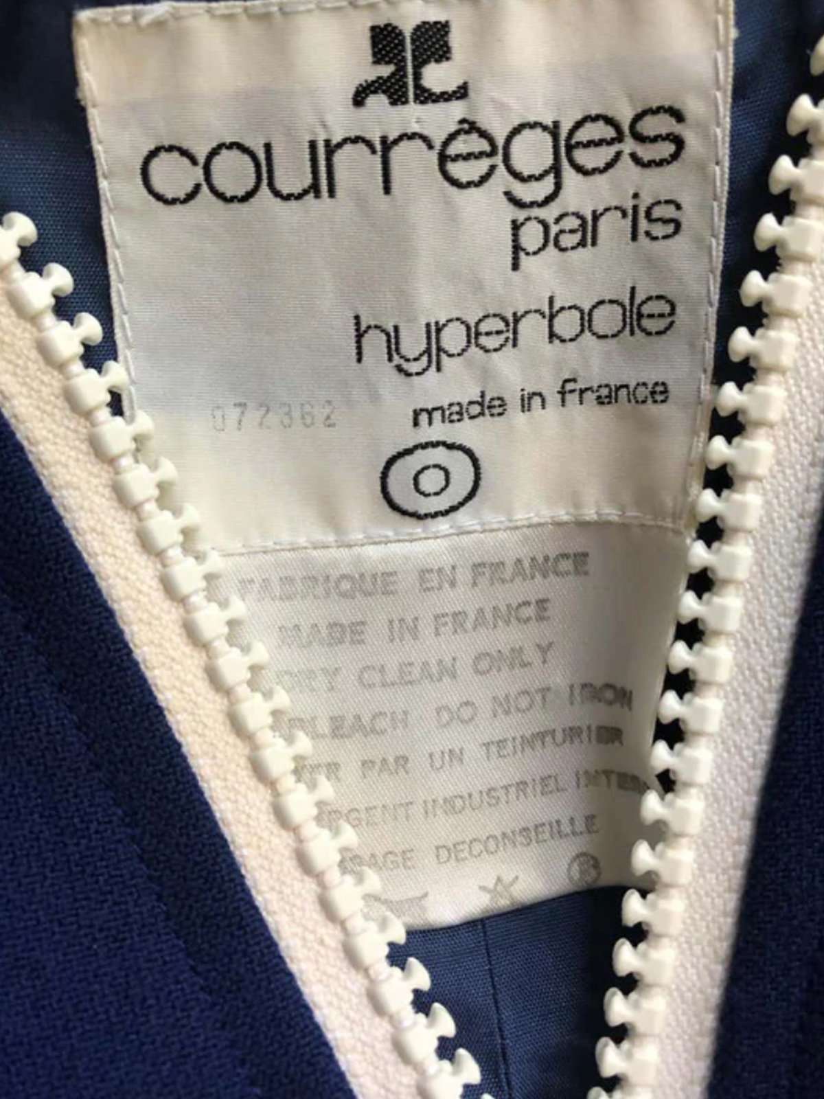 Courreges 1970s Couture Navy White Wool Mod Dress