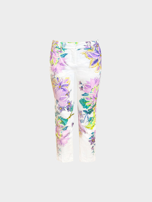 Roberto Cavalli 2000s Multicolored Floral Print Capri Pants