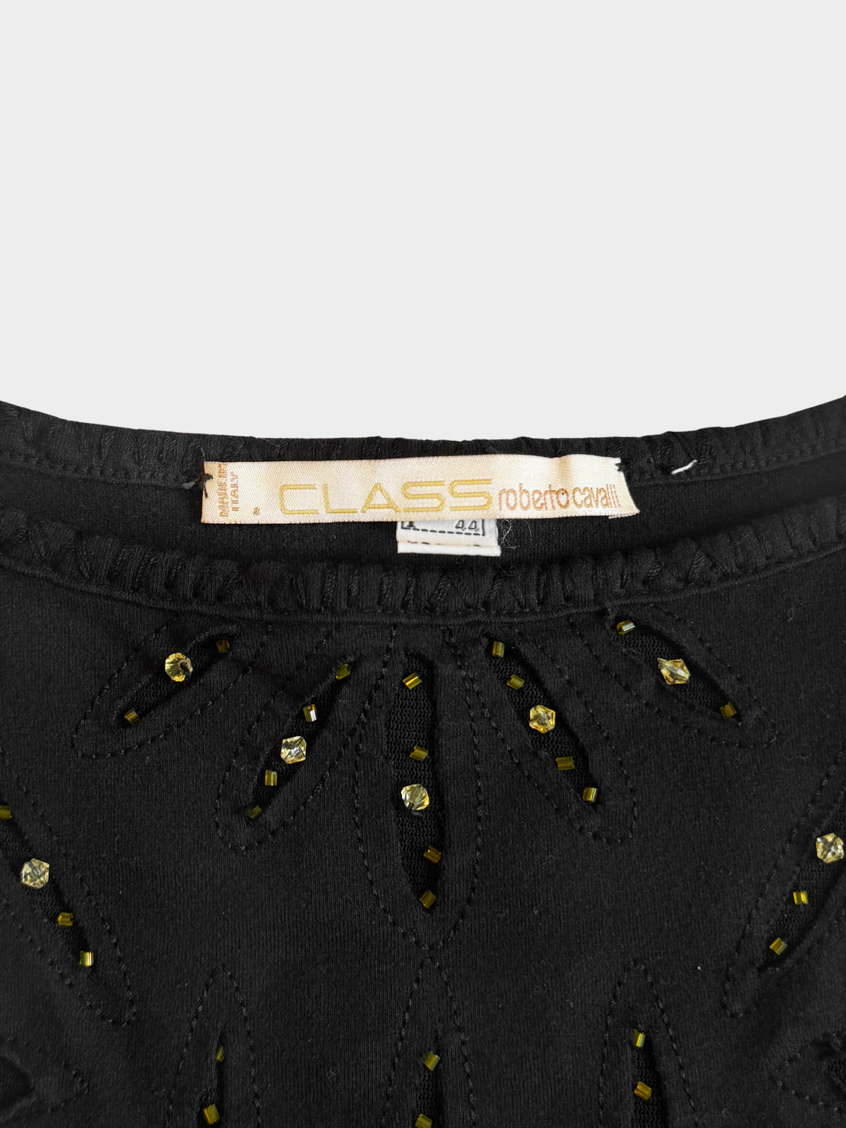 Roberto Cavalli 1990s Black Cotton Beaded Top