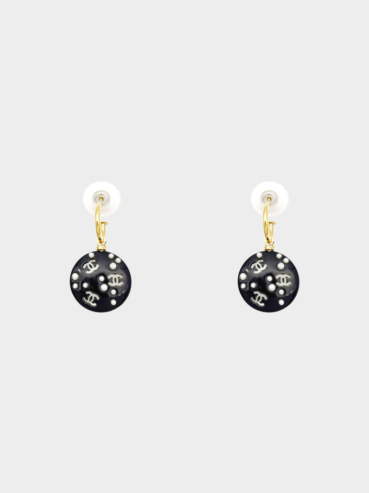 Chanel 2003 CC Paux-Pearl Half-Hoop Earrings