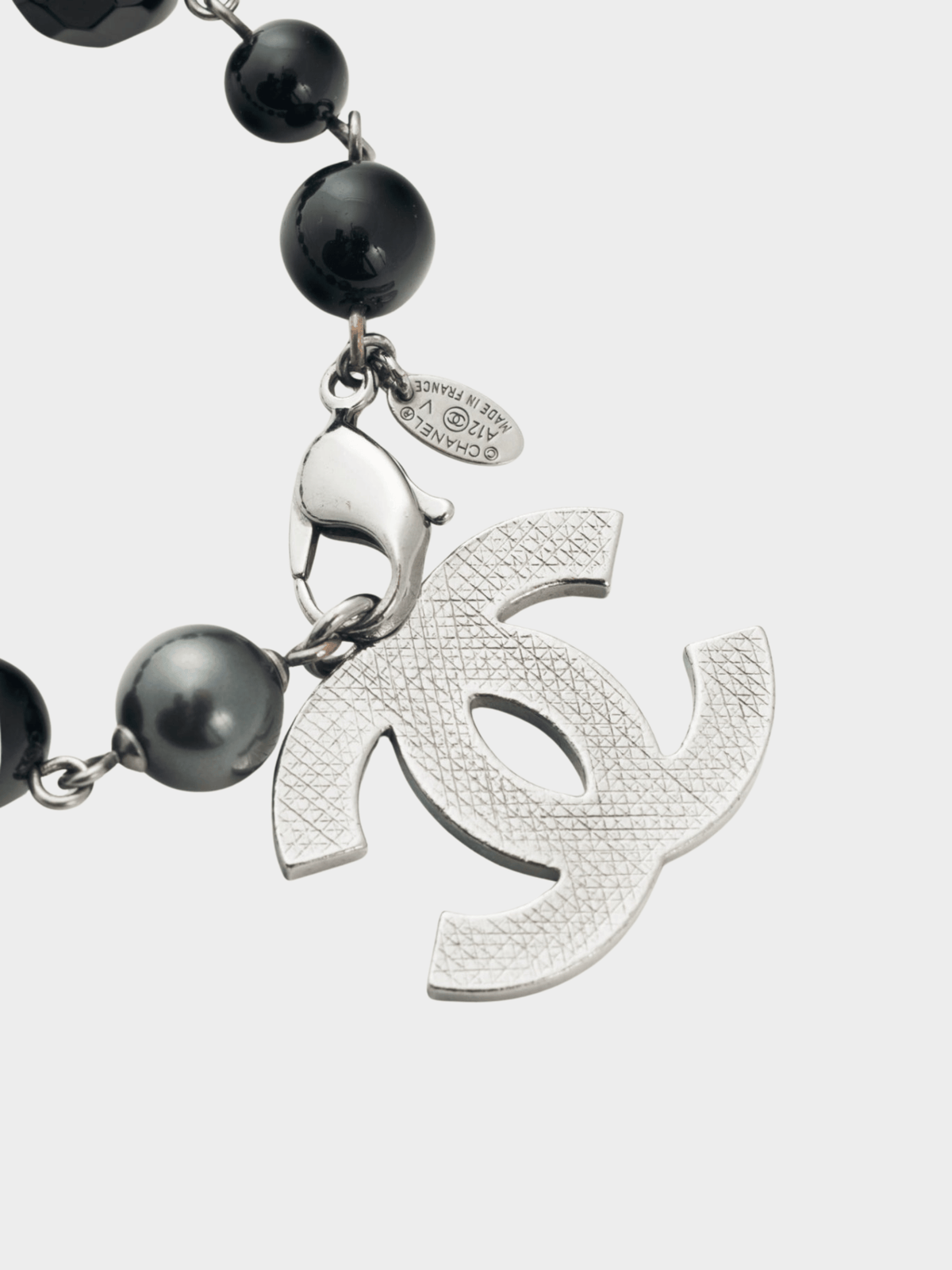 Chanel AW 2012 Black Beaded CC-Charm Bracelet