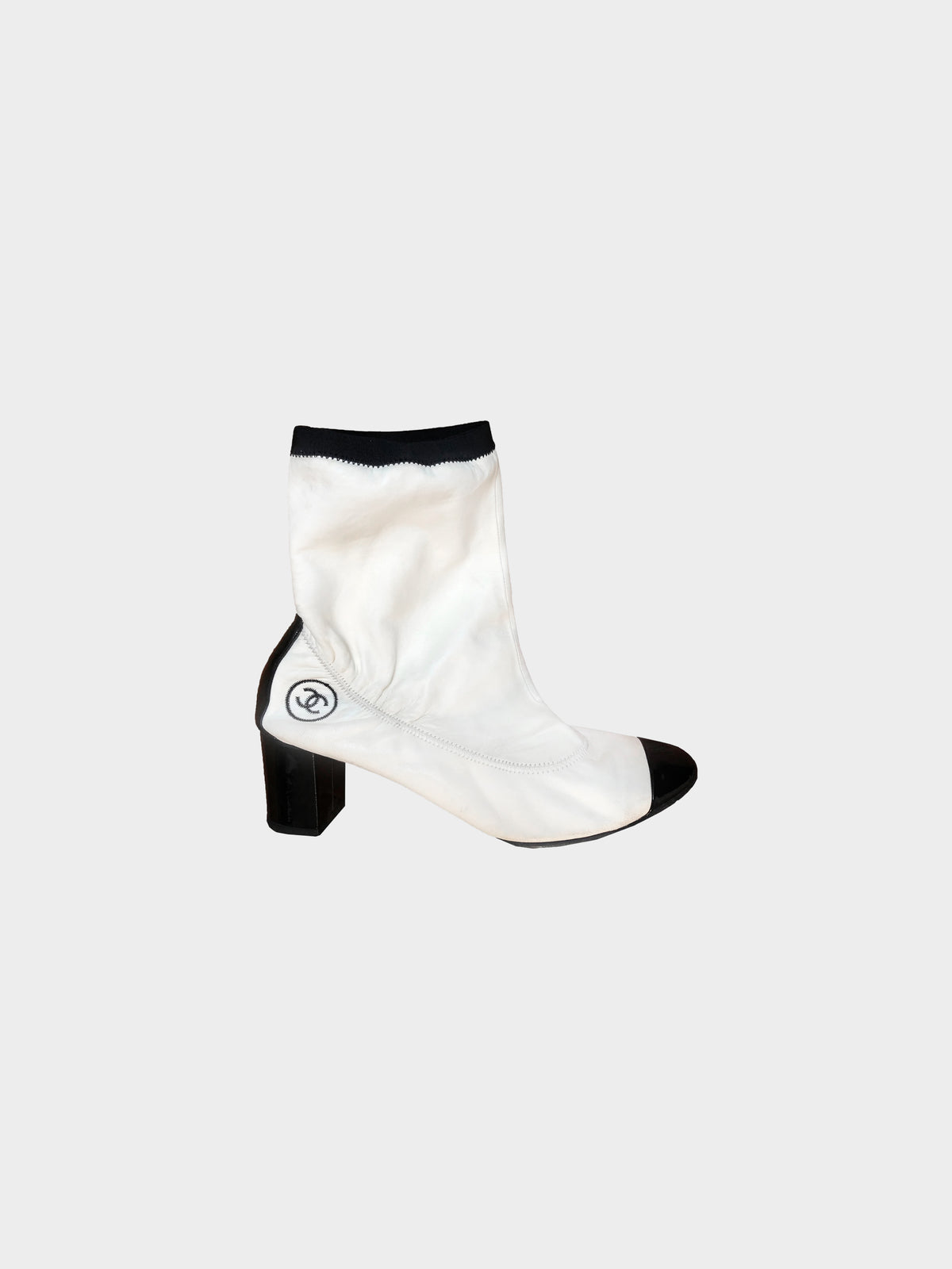 Chanel White Leather Boots