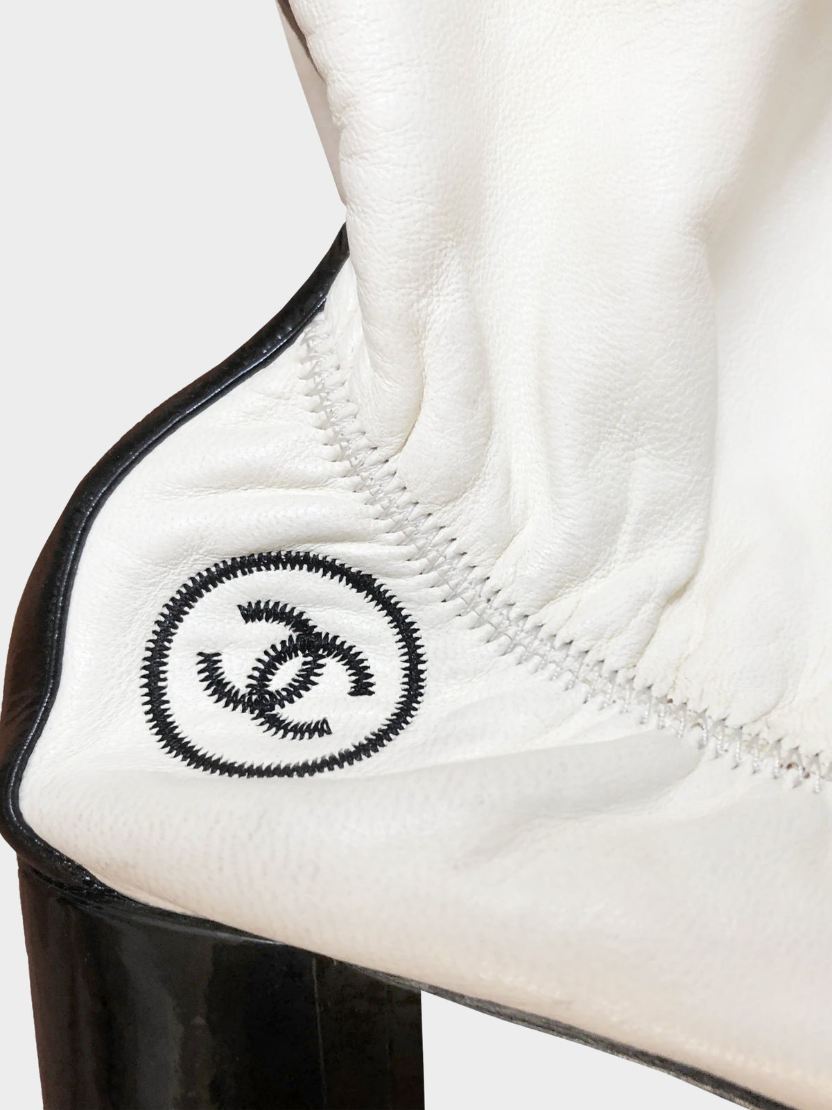 Chanel White Leather Boots