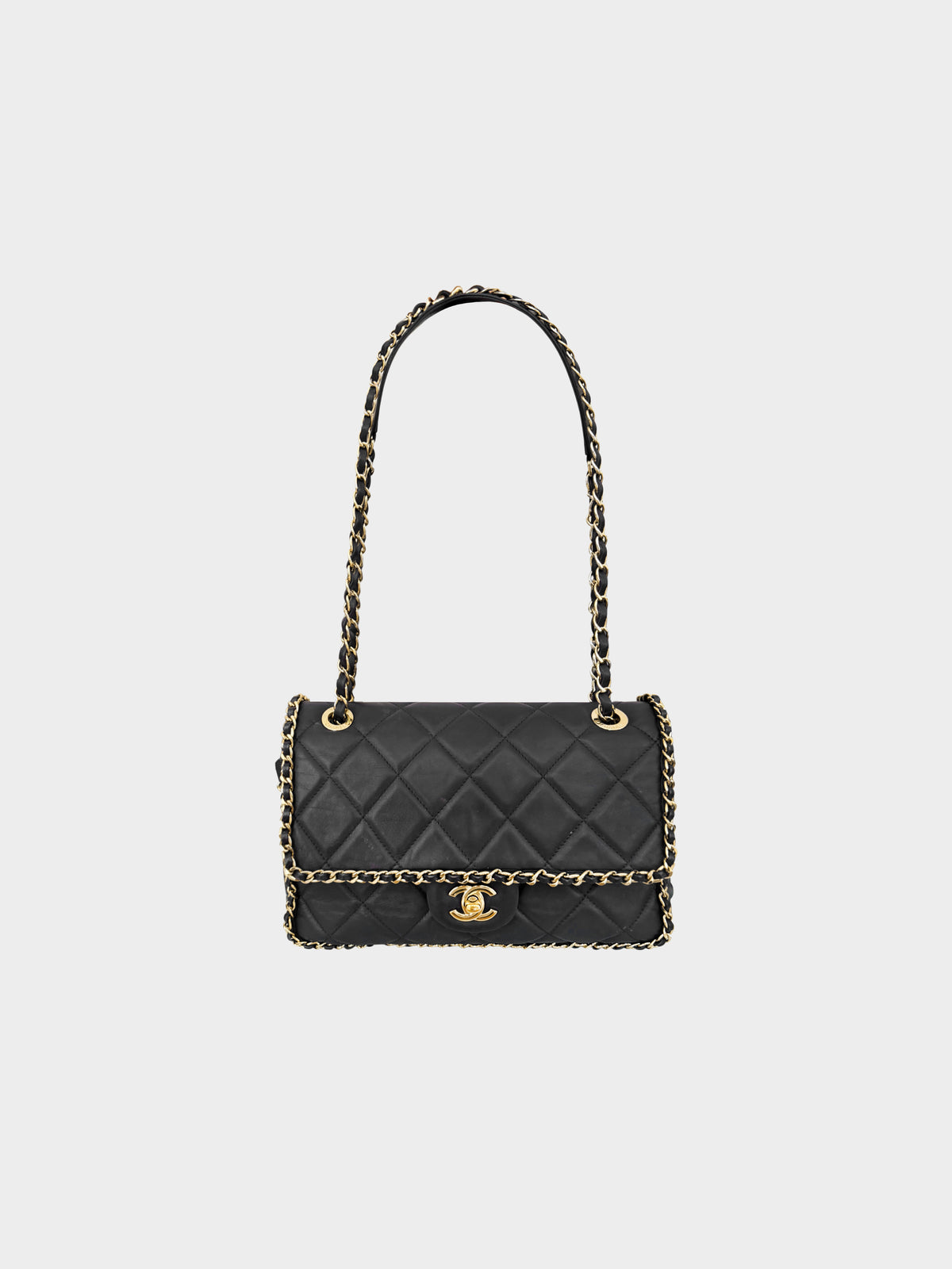 Chanel 2020-2021 Navy Leather Quilted Chain Around Flap Bag