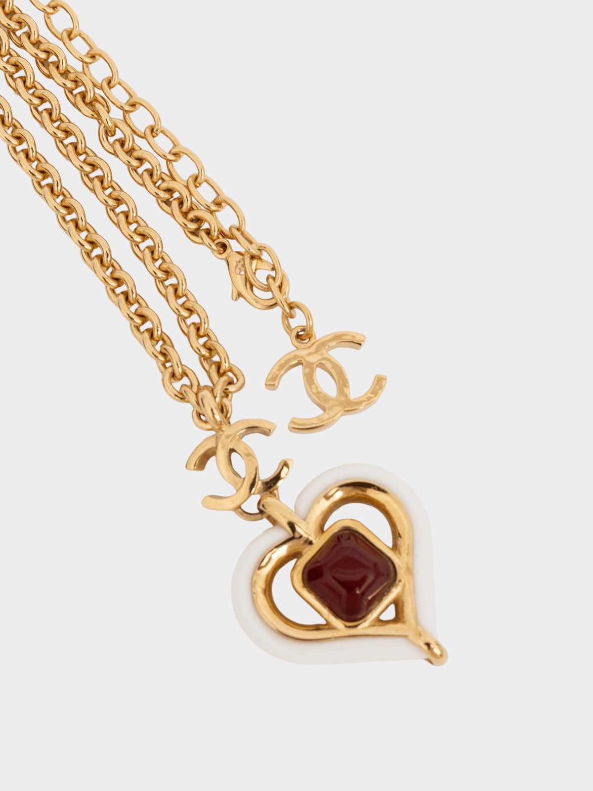 Chanel 2000s Gold Gripoix Heart Pendant Necklace
