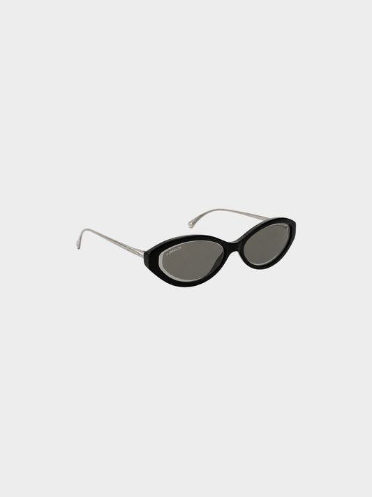 Chanel 2000s Black Oval Sunglasses