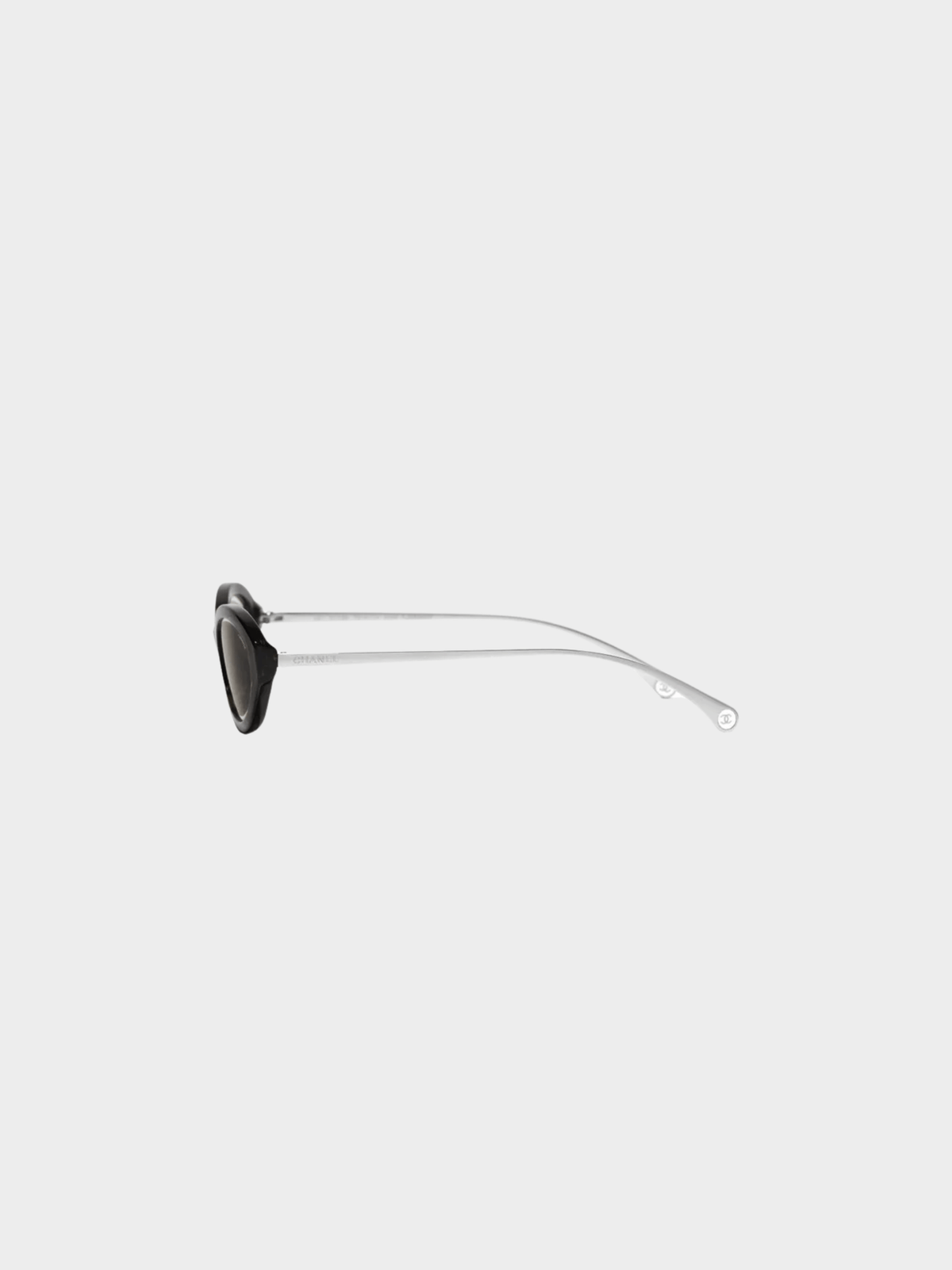 Chanel 2000s Black Oval Sunglasses