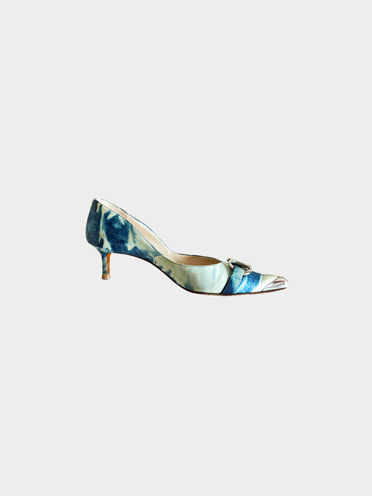 Christian Dior F/W 2000 Denim Print Heels
