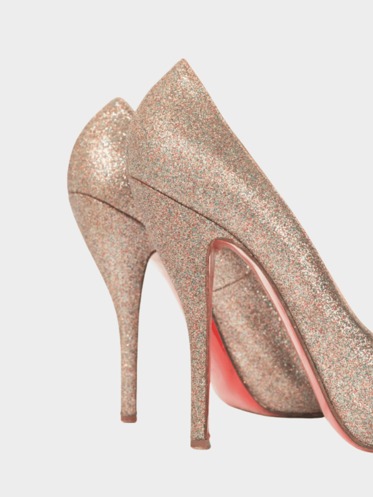 Christian Louboutin 2000s Mini Titi 100 Gold Glitter Peep-Toe Heels