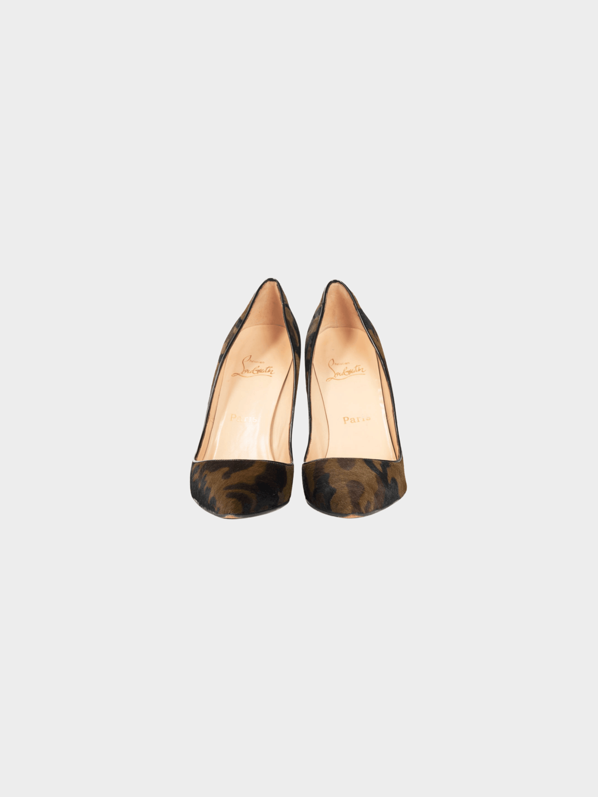 Christian Louboutin 2010s Pigalle Green Pony Camouflage Pointed-Toe Pumps