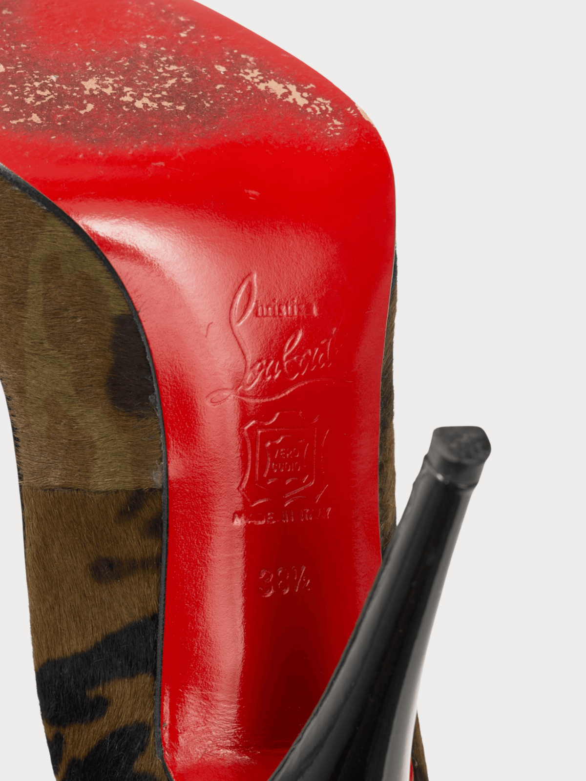 Christian Louboutin 2010s Pigalle Green Pony Camouflage Pointed-Toe Pumps