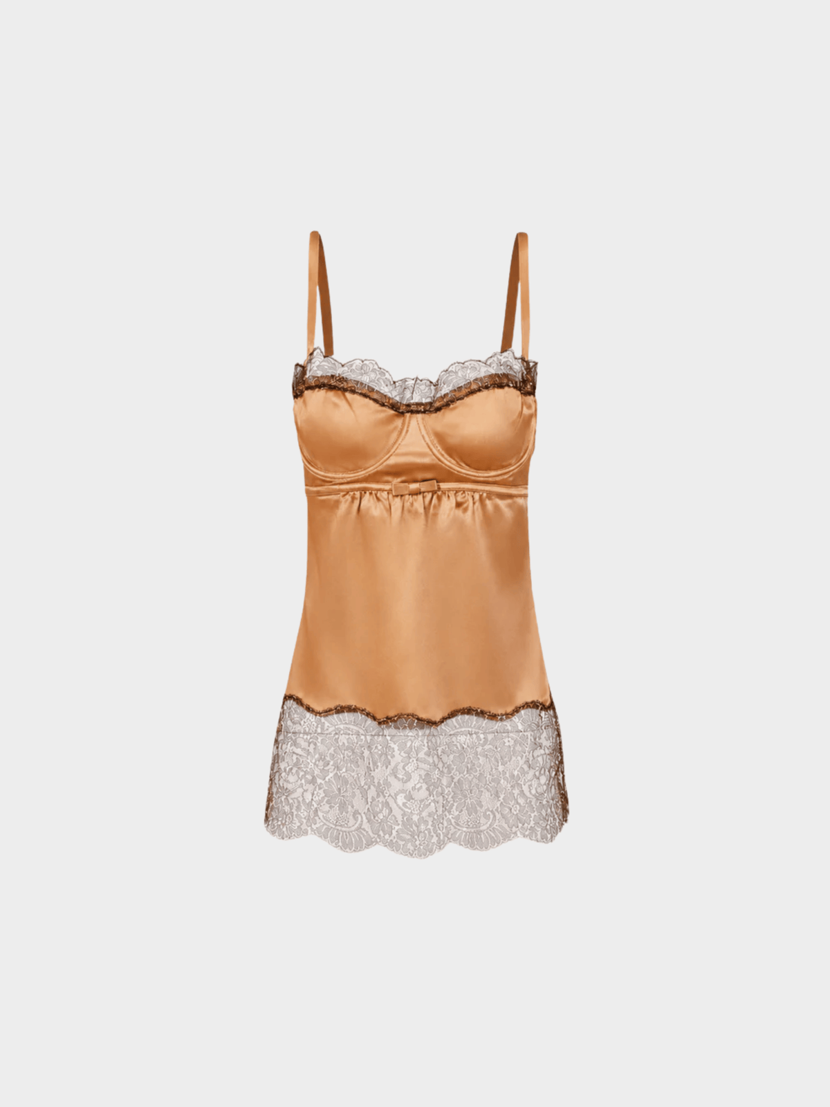 Dolce and Gabbana 2000s Brown Satin Lace Bustier
