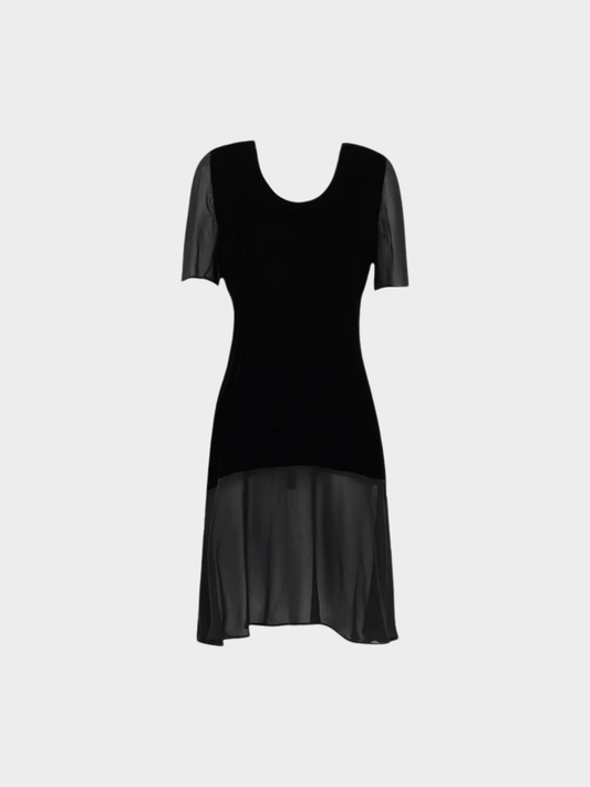 Prada FW 1994 Black Silk Velour Dress