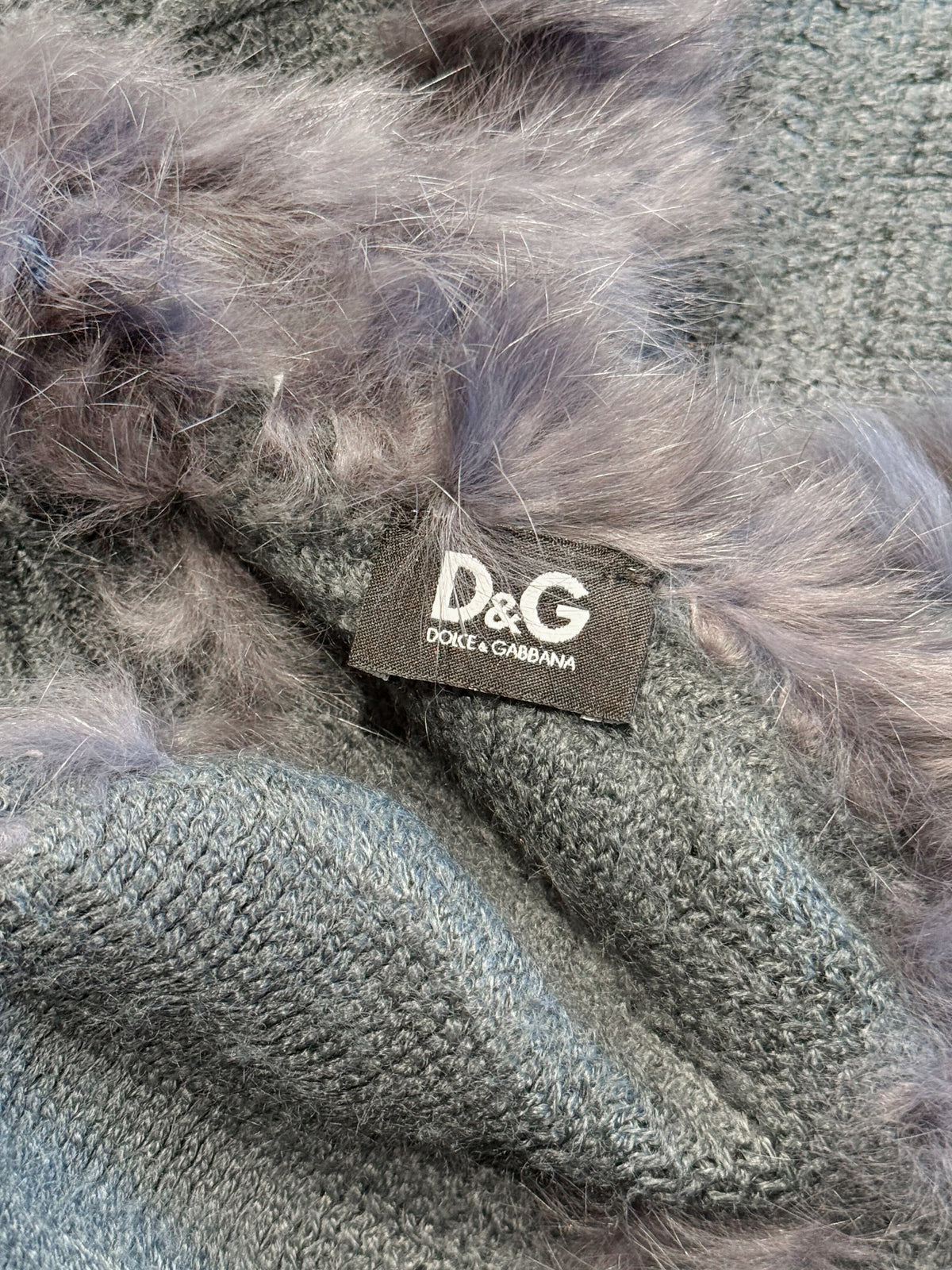 Dolce and Gabbana 2000s Grey Fur-trimmed Poncho