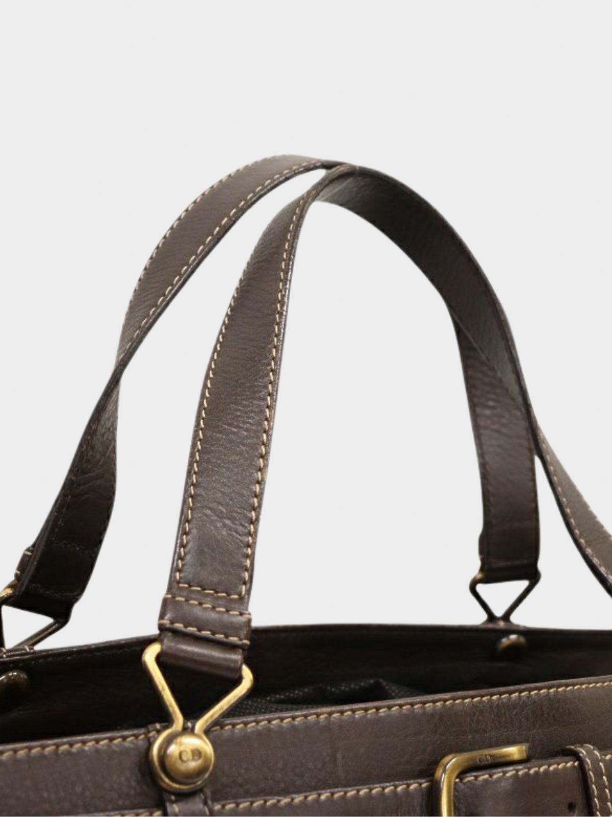 Christian Dior FW 2001 Brown Belted Leather Tote Bag