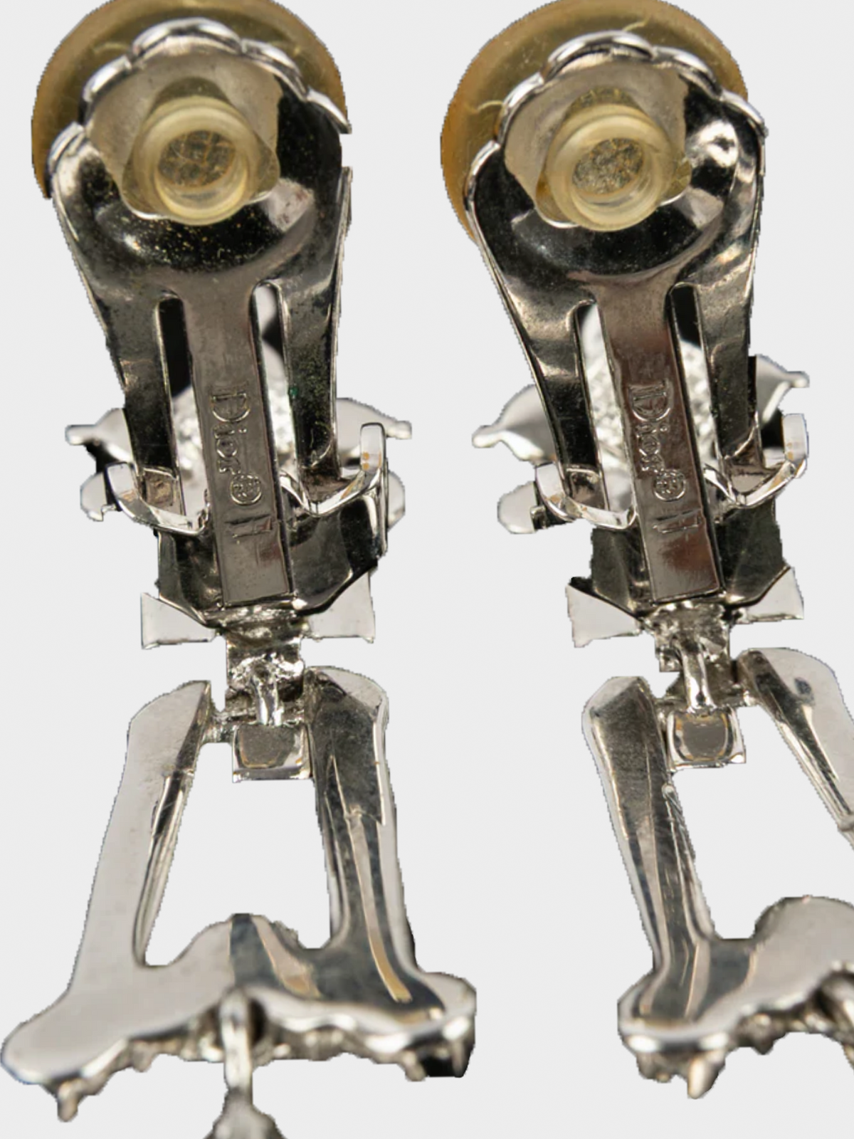 Christian Dior 2000s Silver Rhinestone Drop Earrings