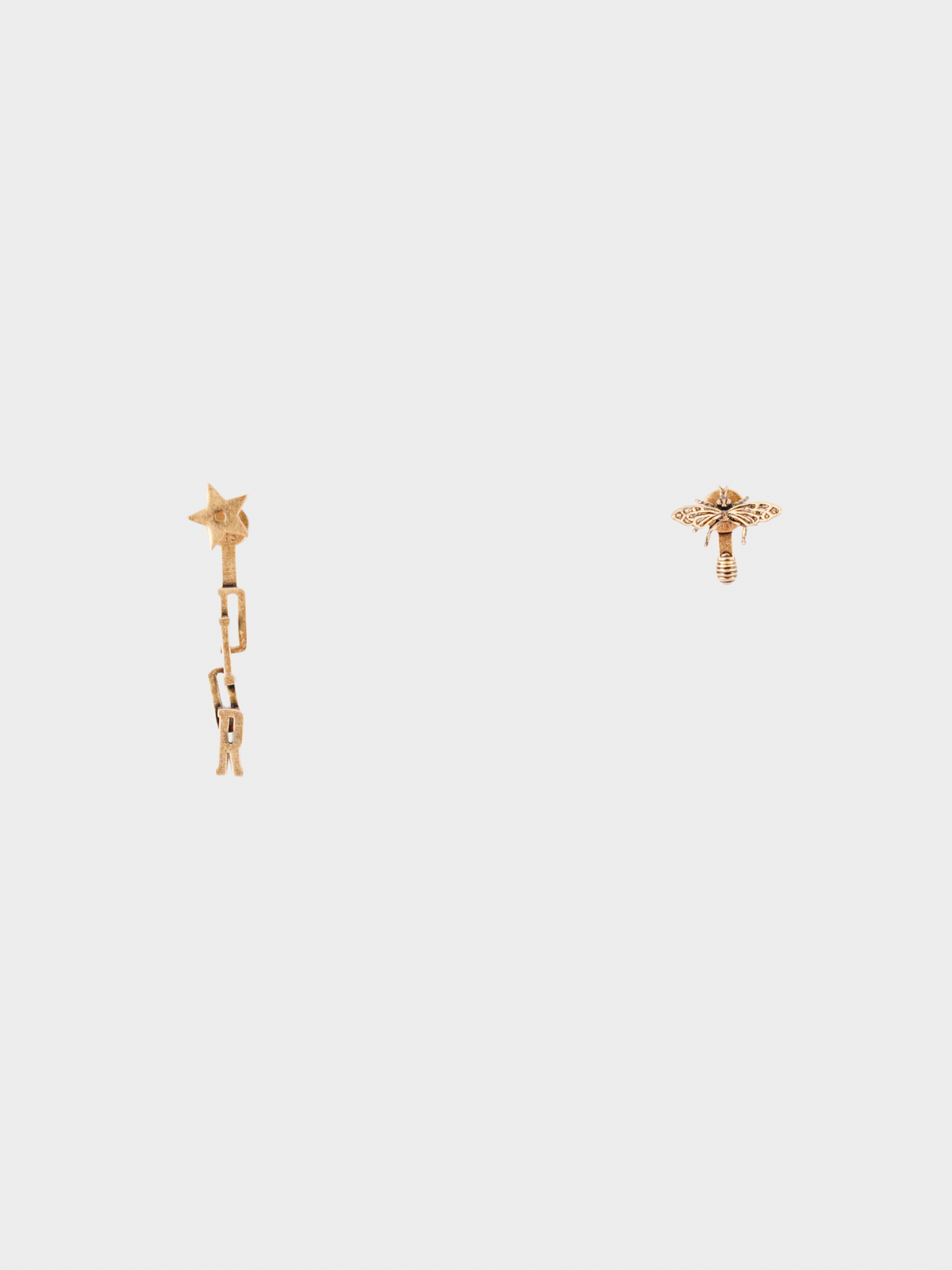 Christian Dior 2000s Dark Gold Spell Out and Bug Earrings