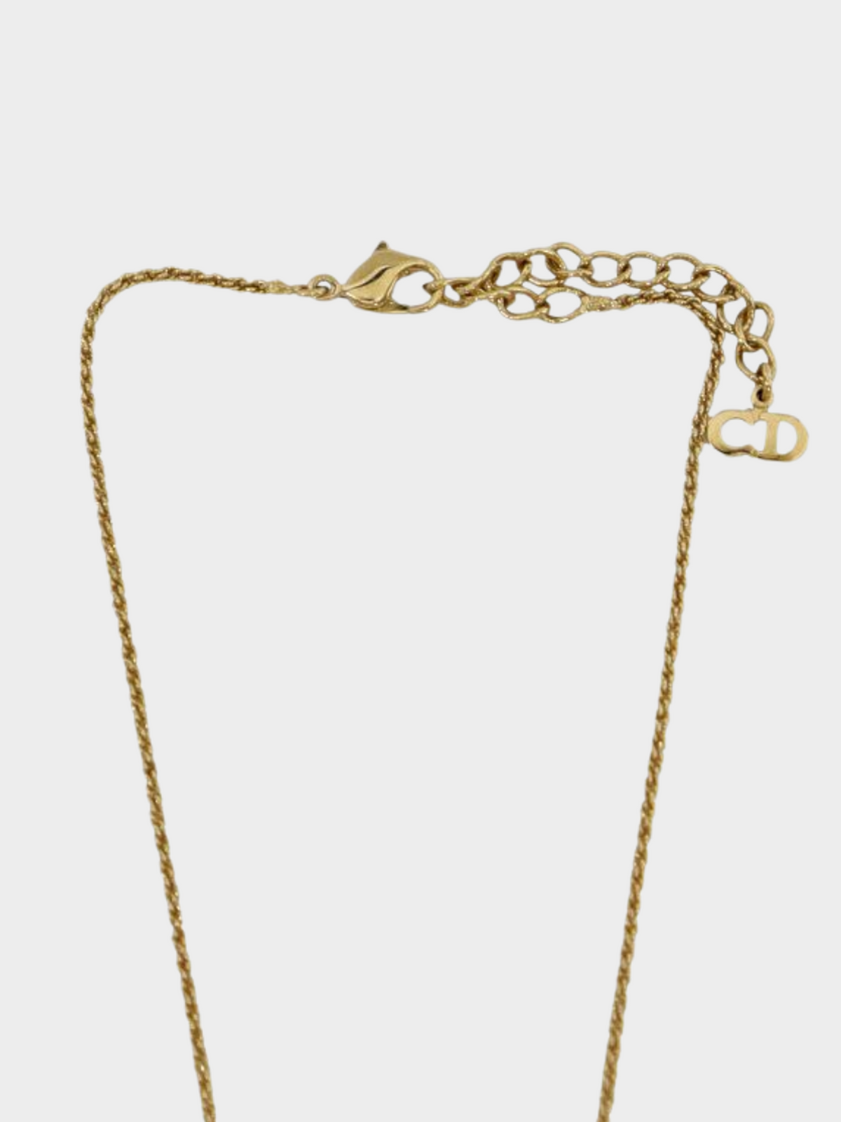 Christian Dior 1990s Gold Logo Charm Necklace