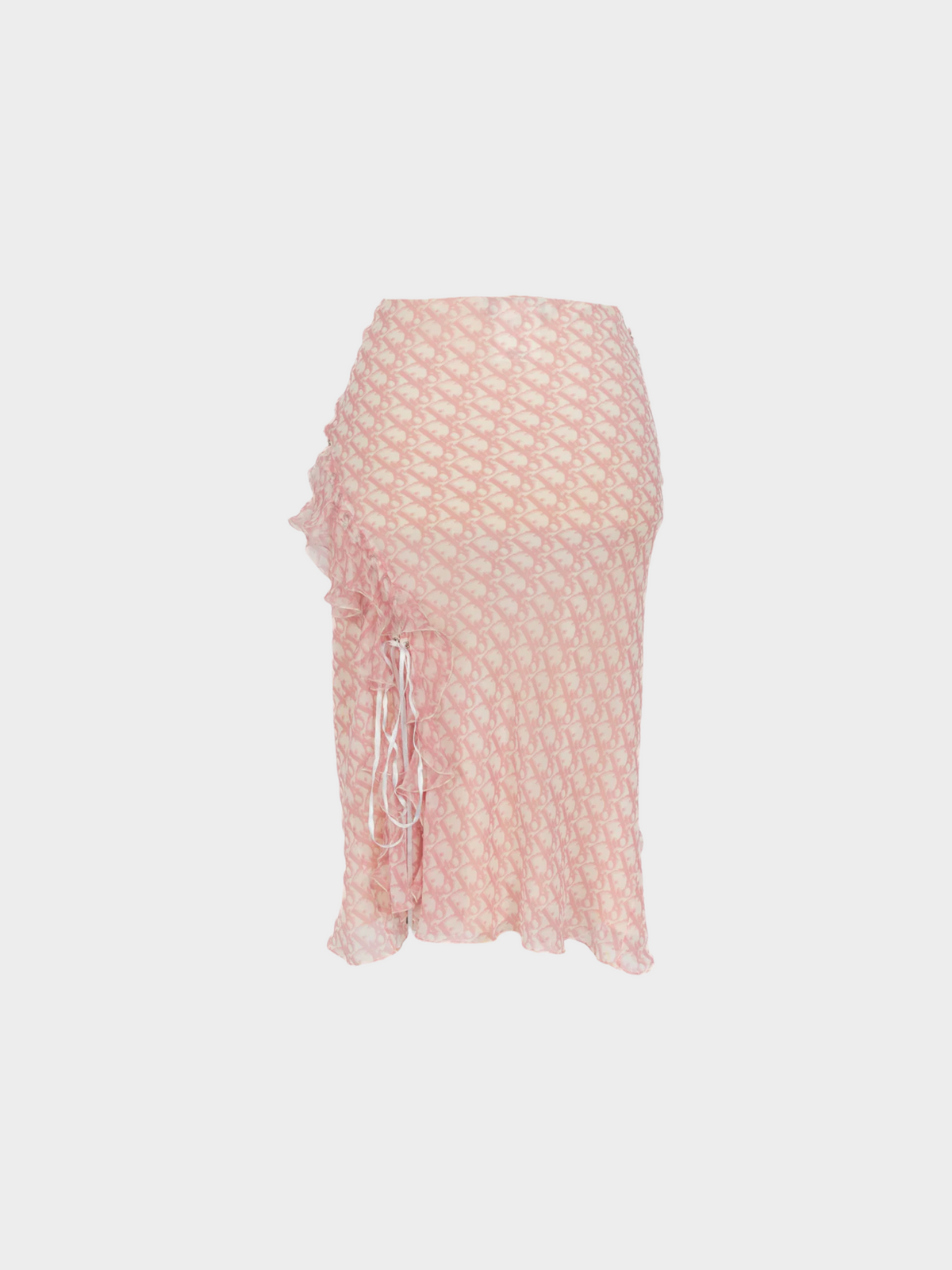 Christian Dior by John Galliano SS 2004 Pink Silk Monogram Midi Skirt