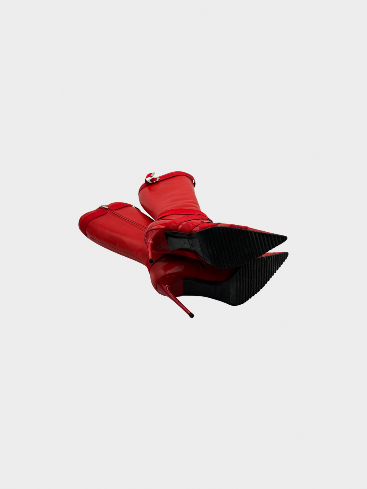 Christian Dior FW 2004 Red Strap Boots