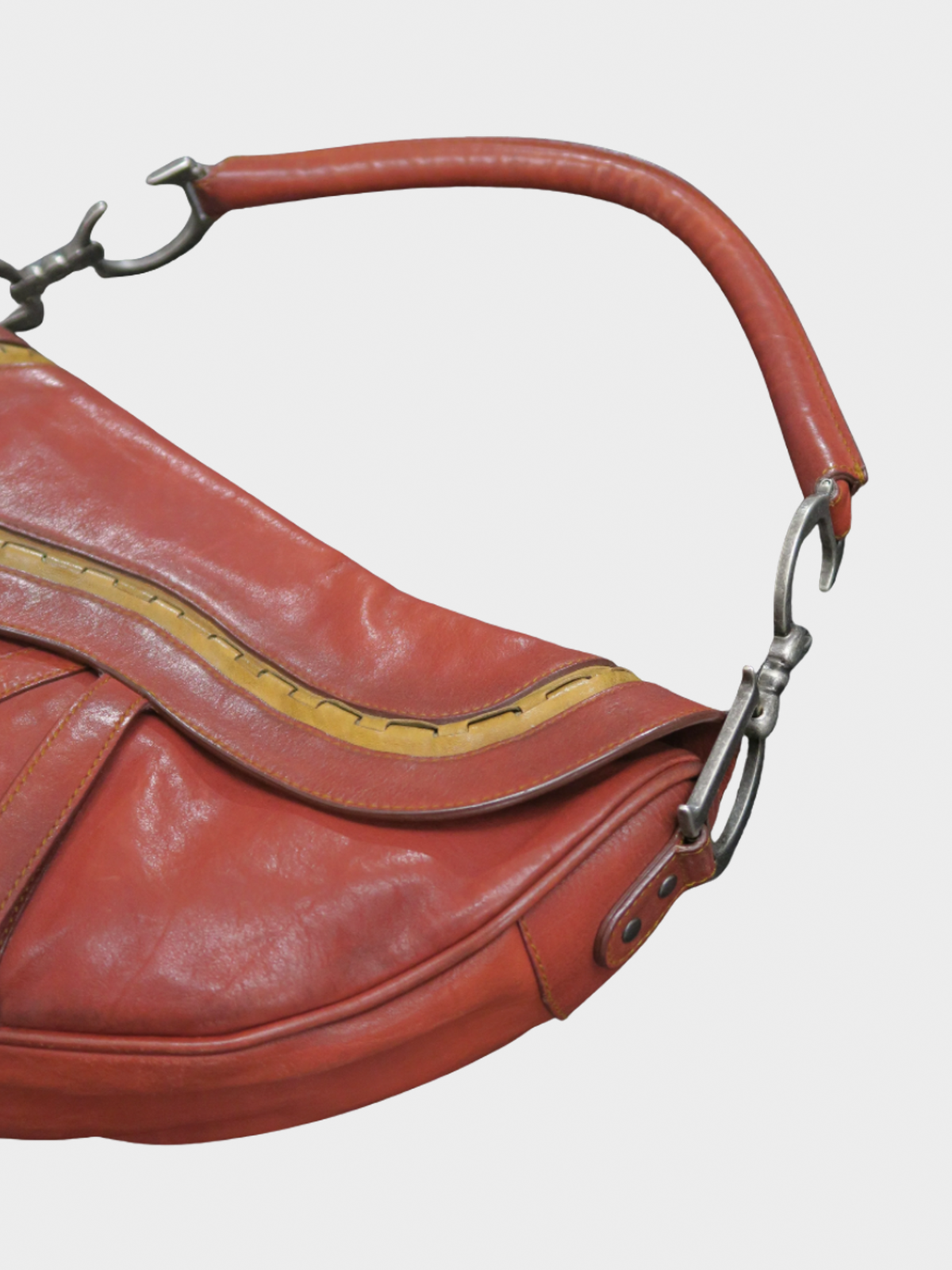 Christian Dior 2000s Brown Gaucho Saddle Leather Shoulder Bag