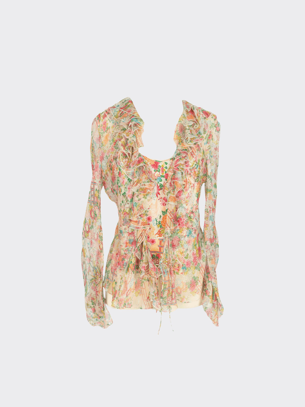 Christian Dior SS 2002 Matching Floral Print Cardigan, Top, and Skirt Set