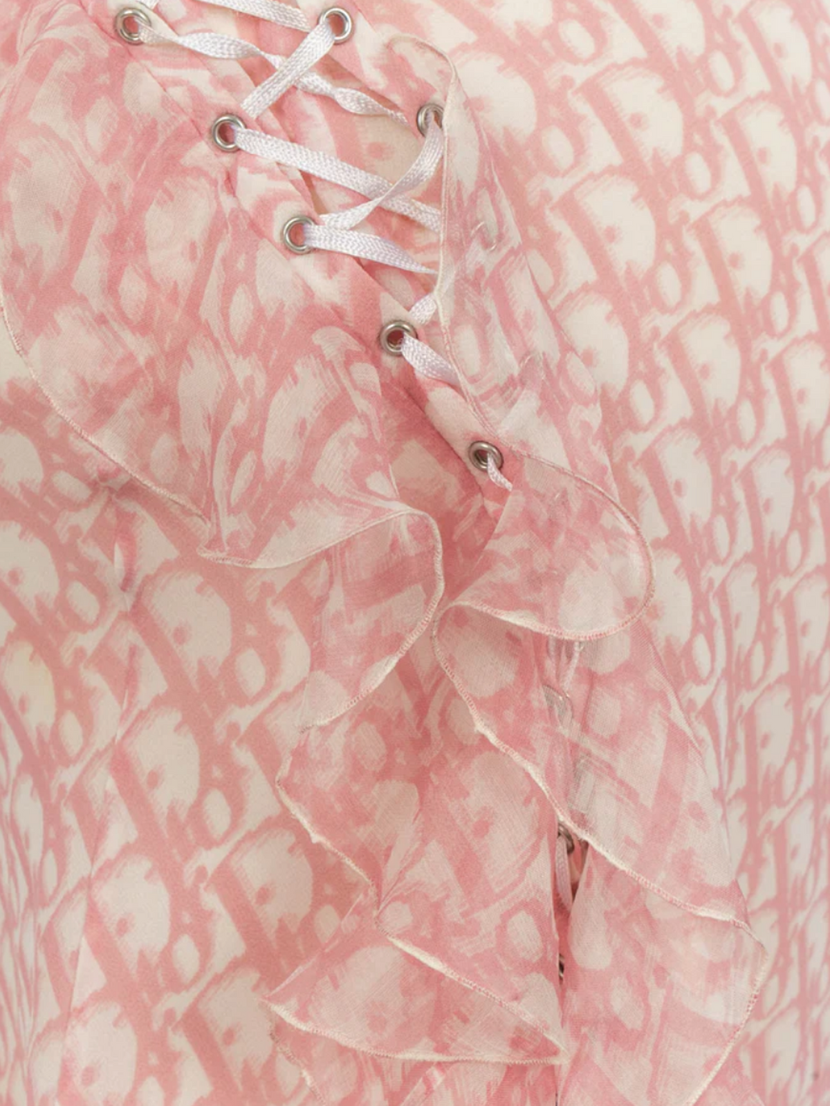 Christian Dior by John Galliano SS 2004 Pink Silk Monogram Midi Skirt