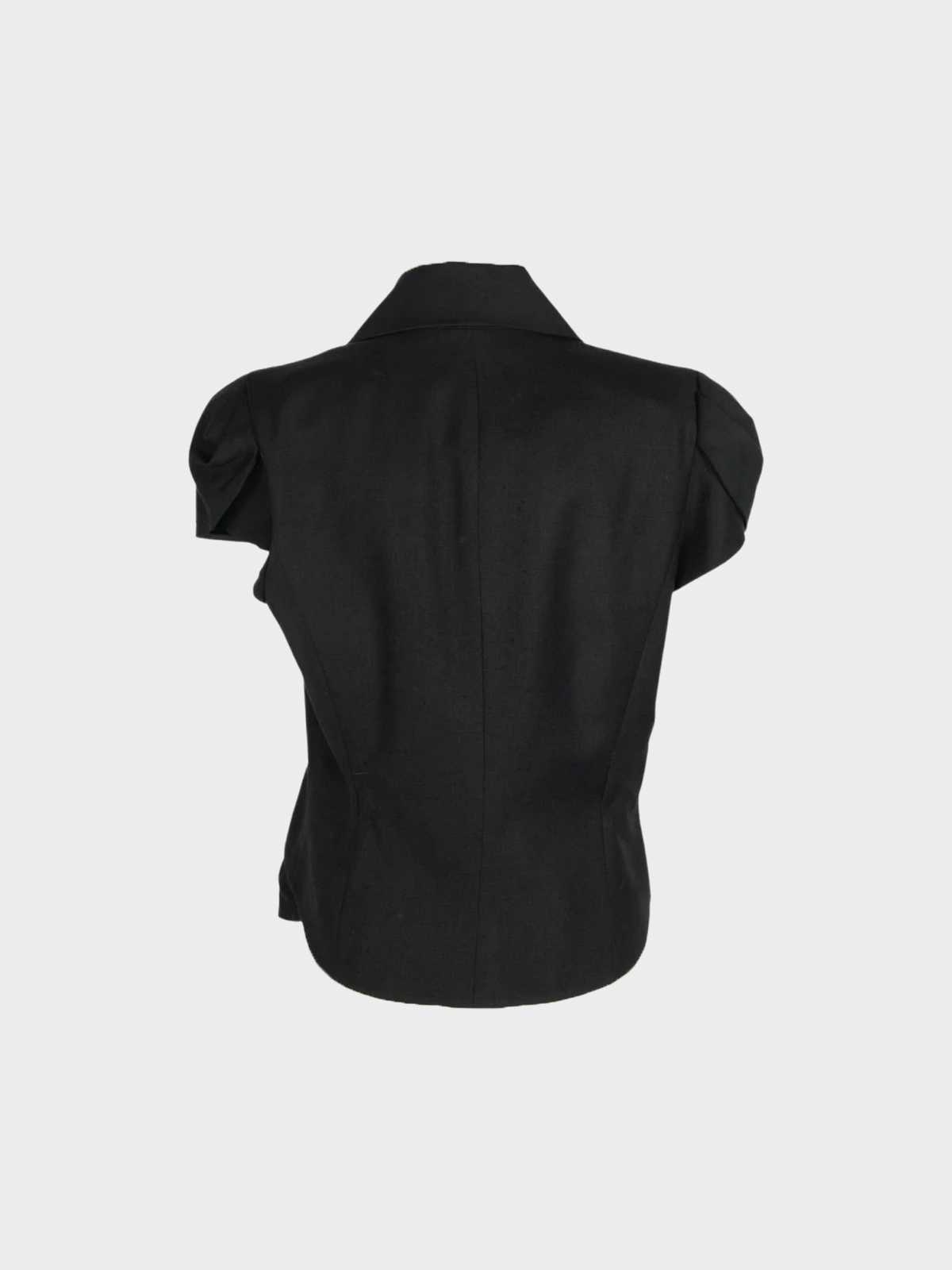 John Galliano 2000s Black Button Down Short Sleeve Jacket