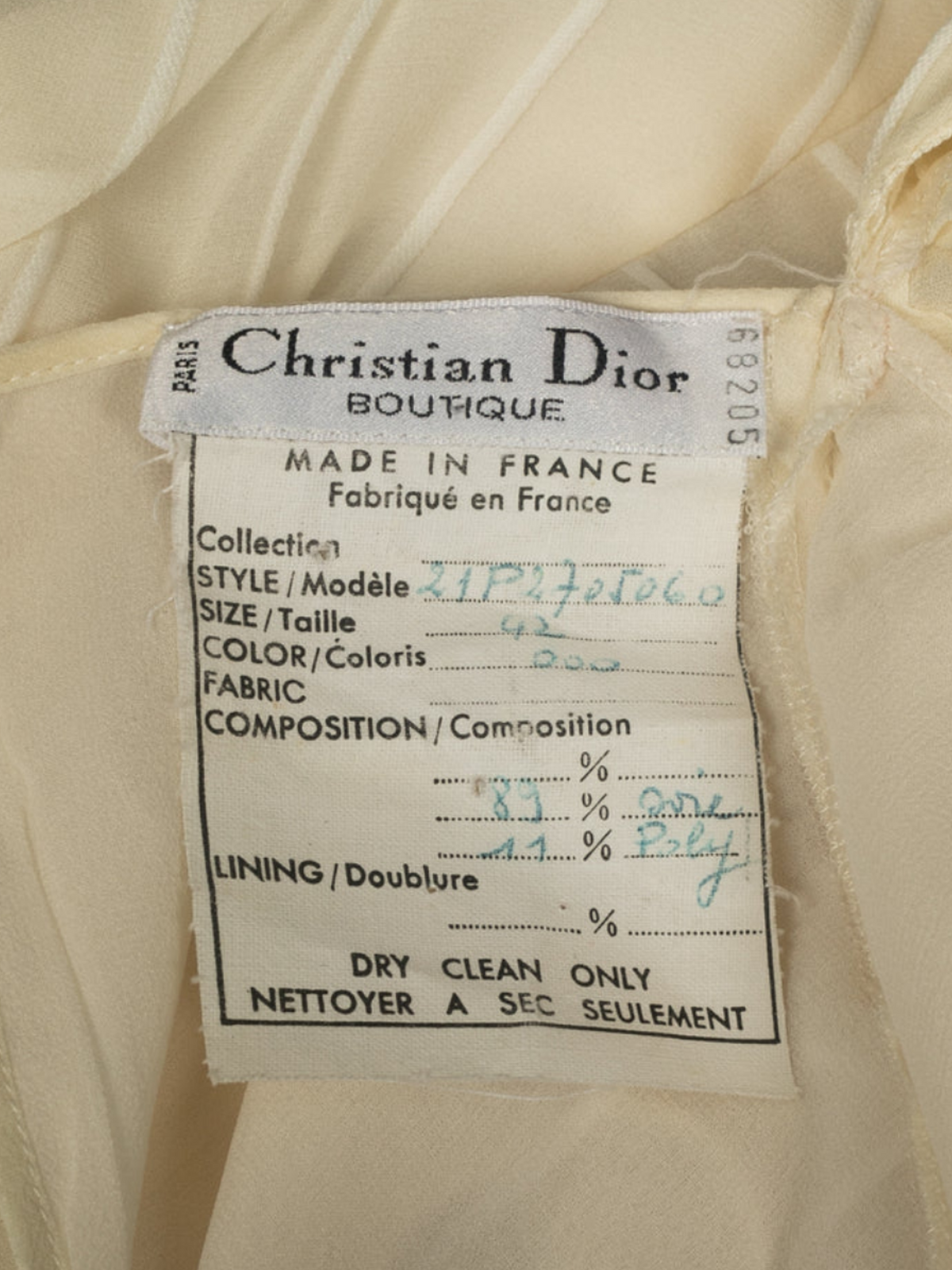Christian Dior 1990s Cream Silk Top