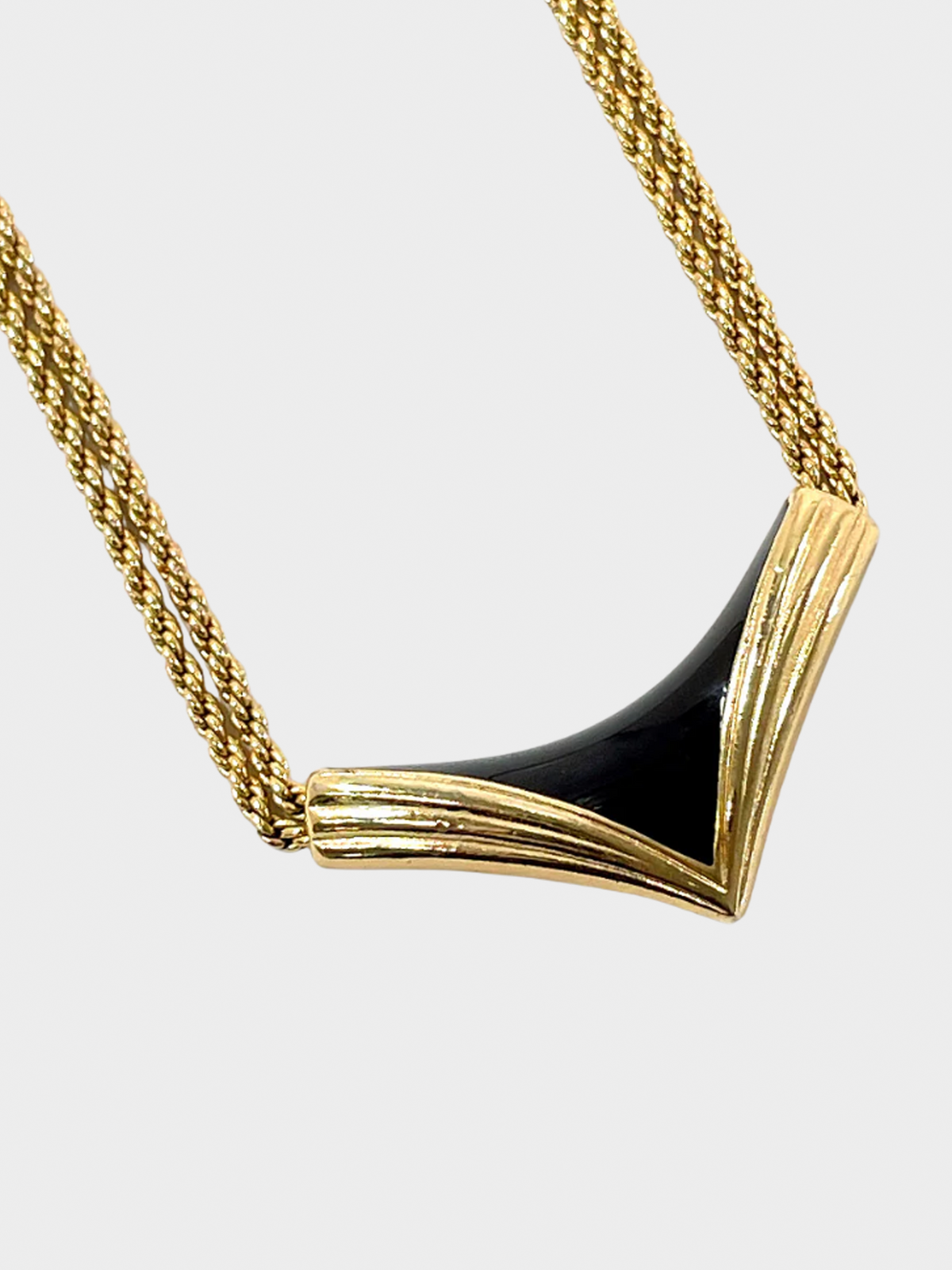 Christian Dior 1980s Gold with Black Resin Necklace