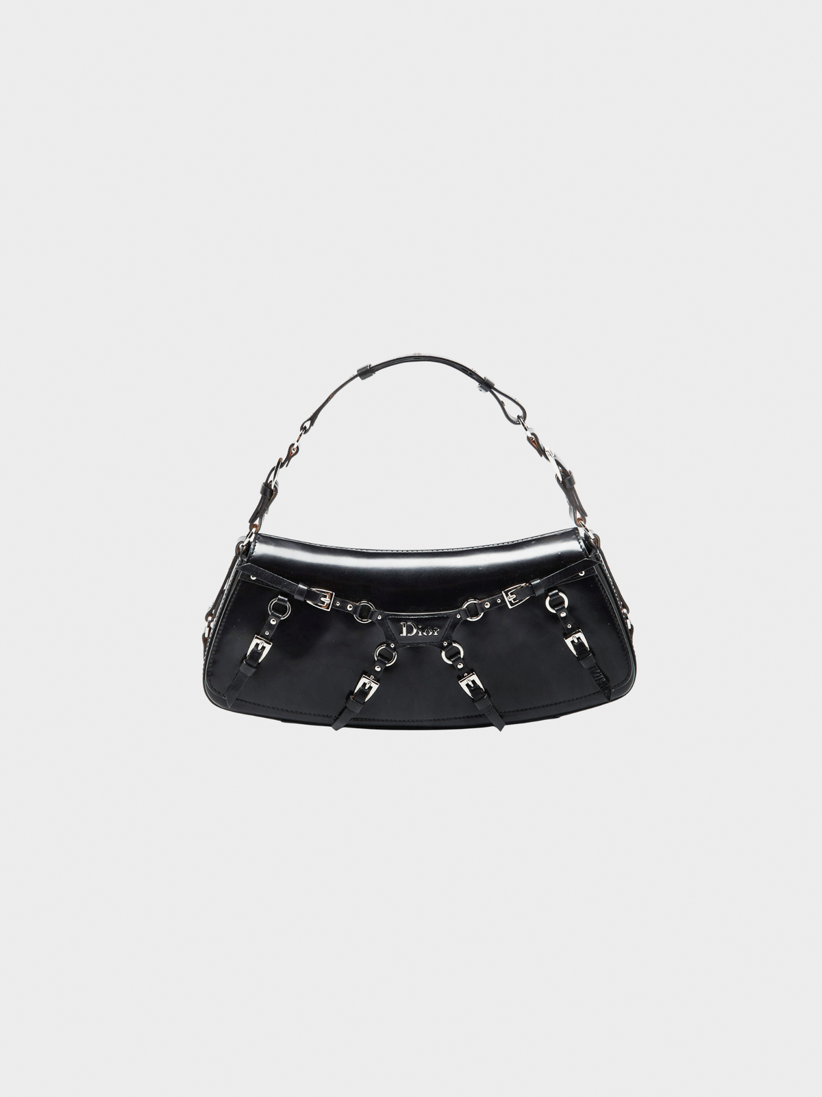 Christian Dior 2003 Black Bondage Leather Bag