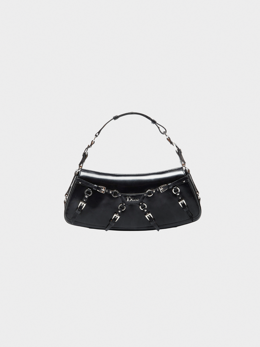 Christian Dior 2003 Black Bondage Leather Bag
