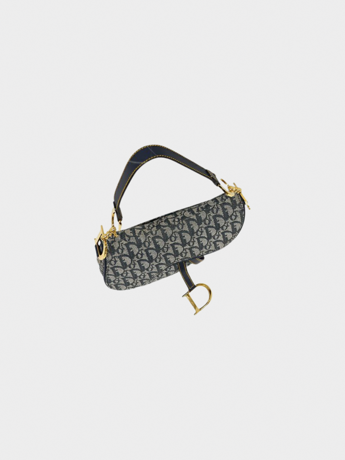 Christian Dior 2000s Navy Trotter Monogram Canvas Saddle Bag