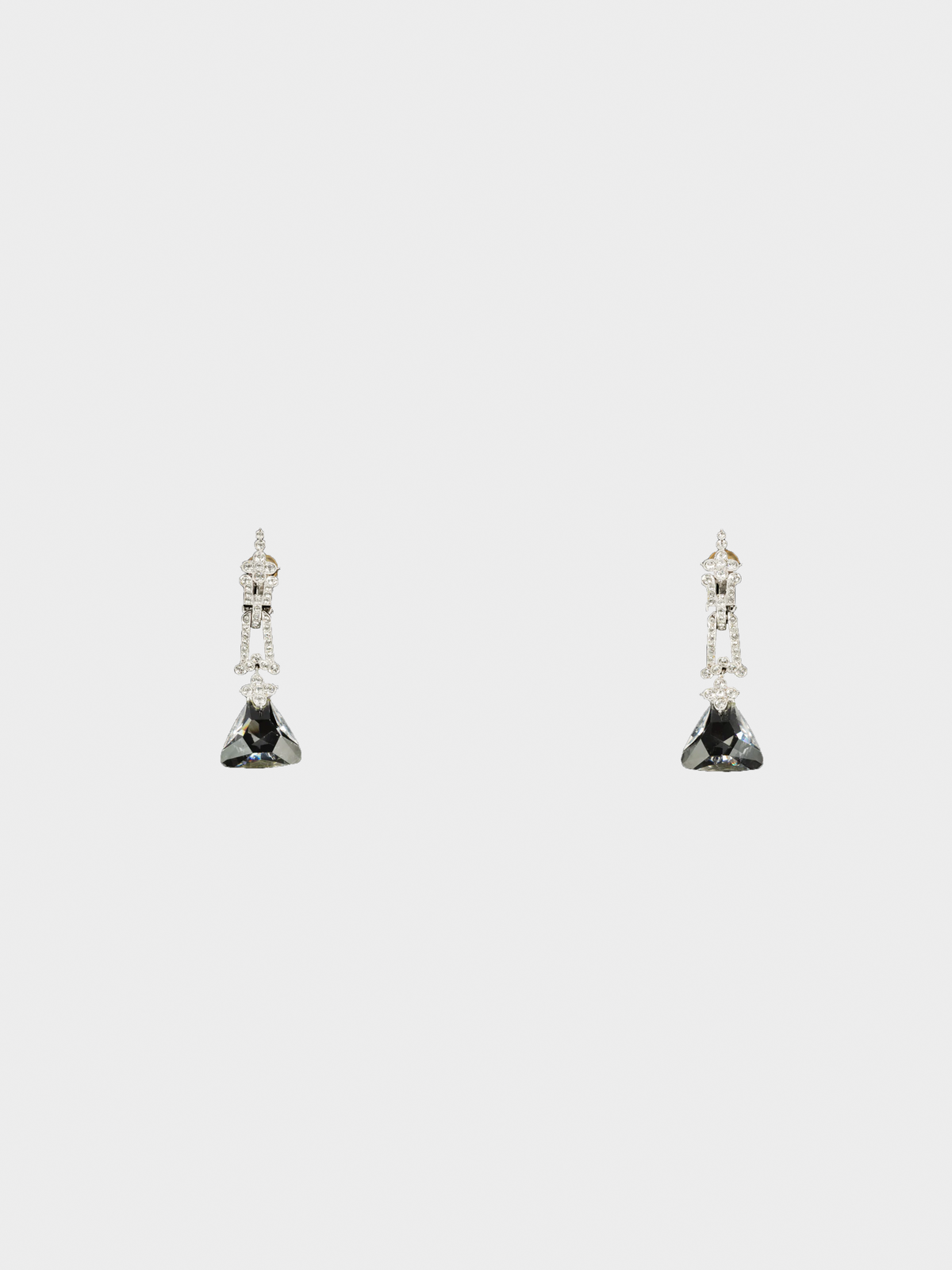Christian Dior 2000s Silver Rhinestone Drop Earrings