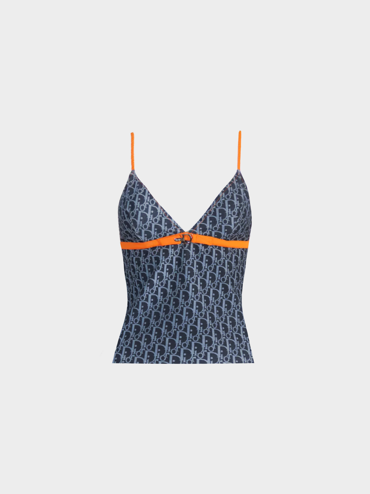 Christian Dior SS 2005 Navy Monogram Print Cami Top and Mini Skirt Set