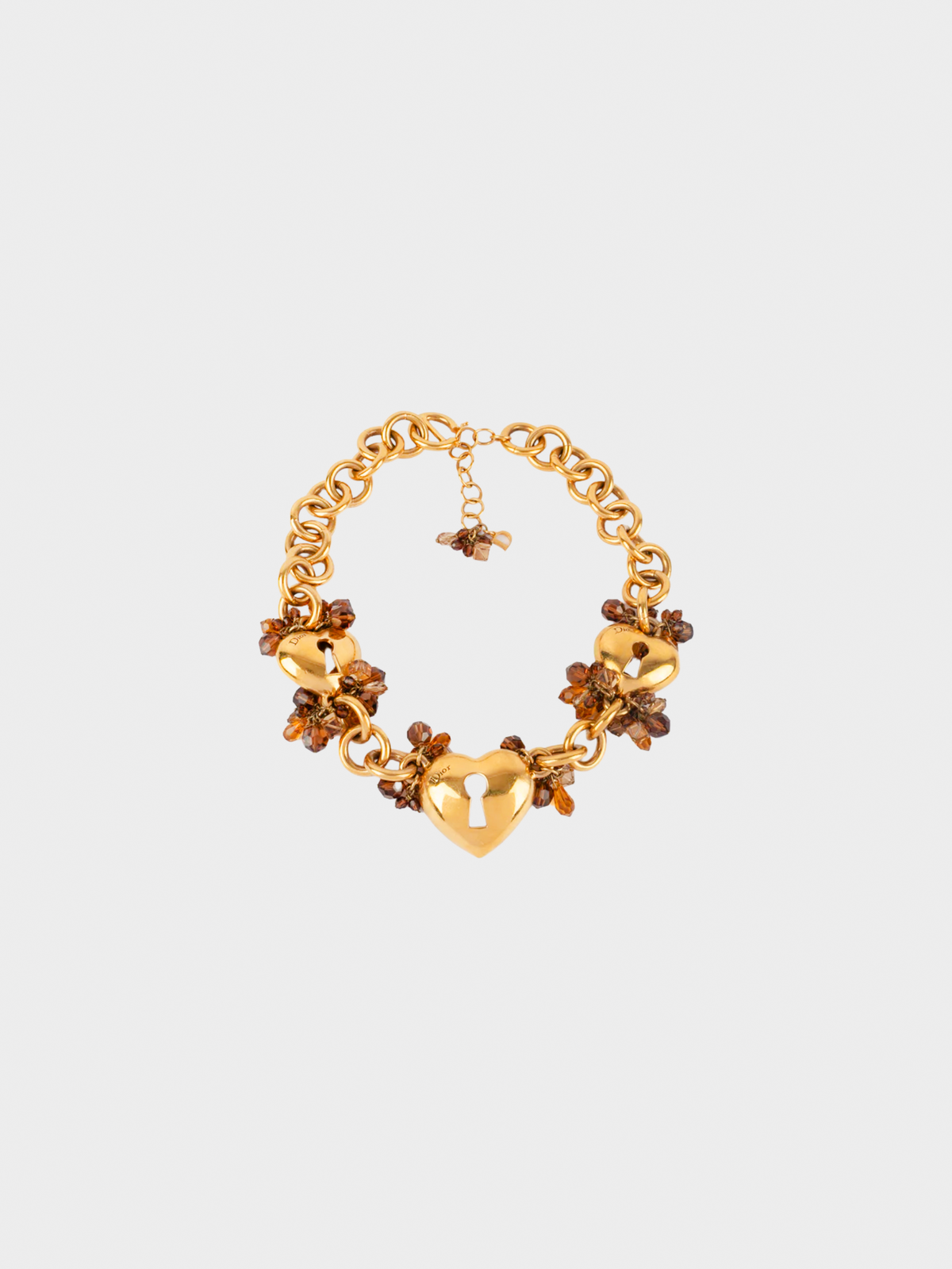 Christian Dior 1990s Gold Heart Padlock Necklace