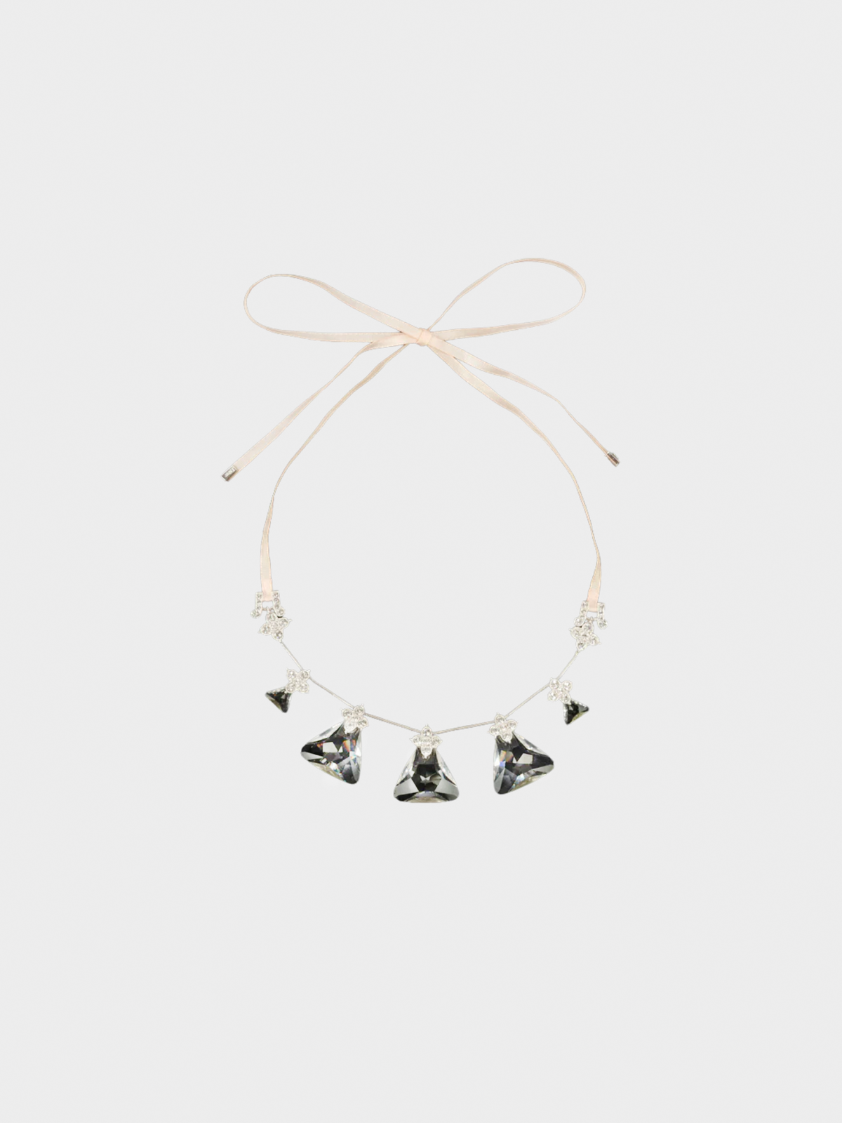 Christian Dior 2000s Silver Ribbon Rhinestone Necklace