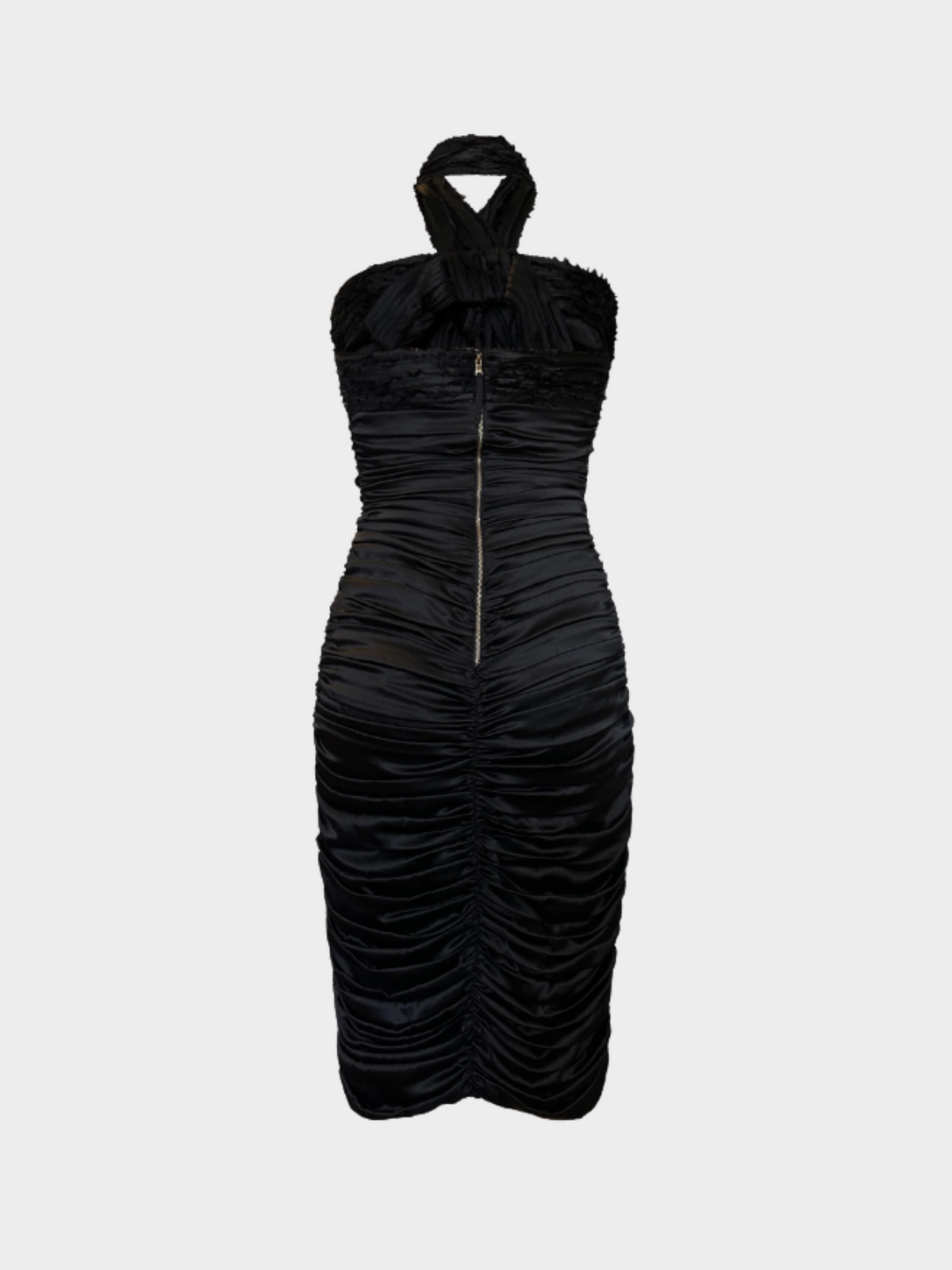 Dolce Gabbana 2000s Black Sheath Ruched Midi Dress