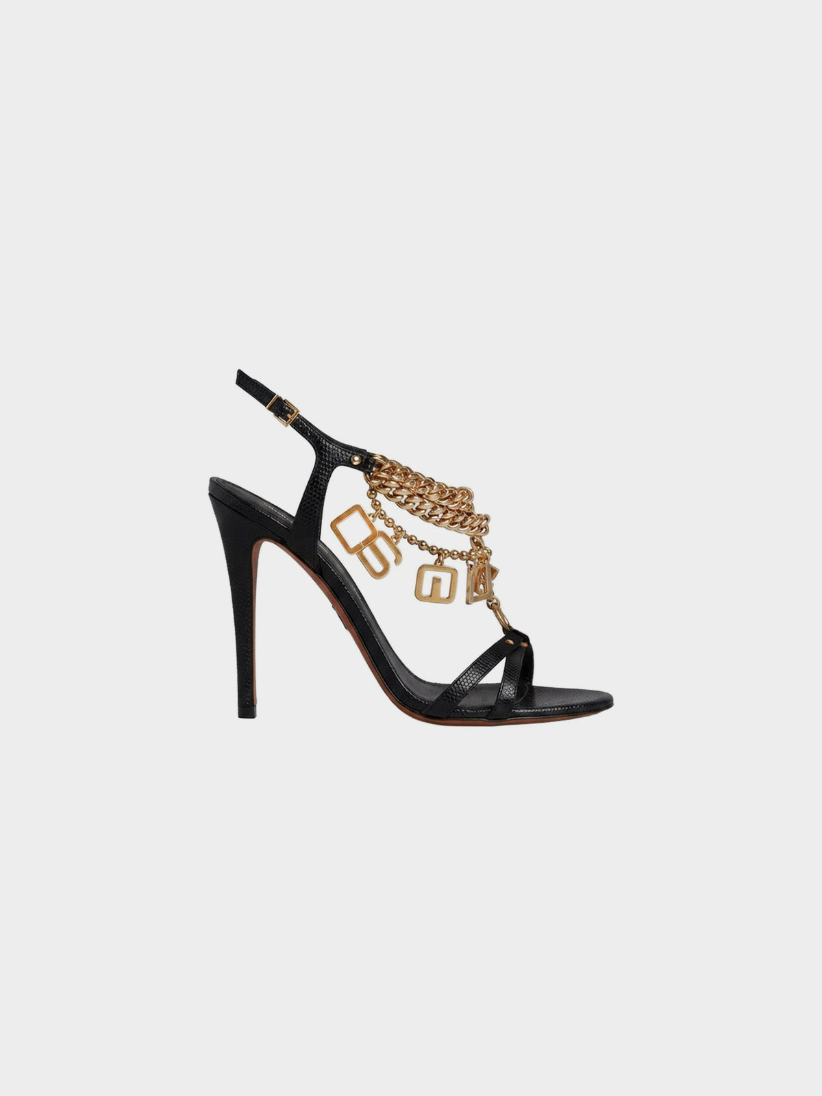 Dsquared2 2000s Black Leather Chain Link Charm Heels