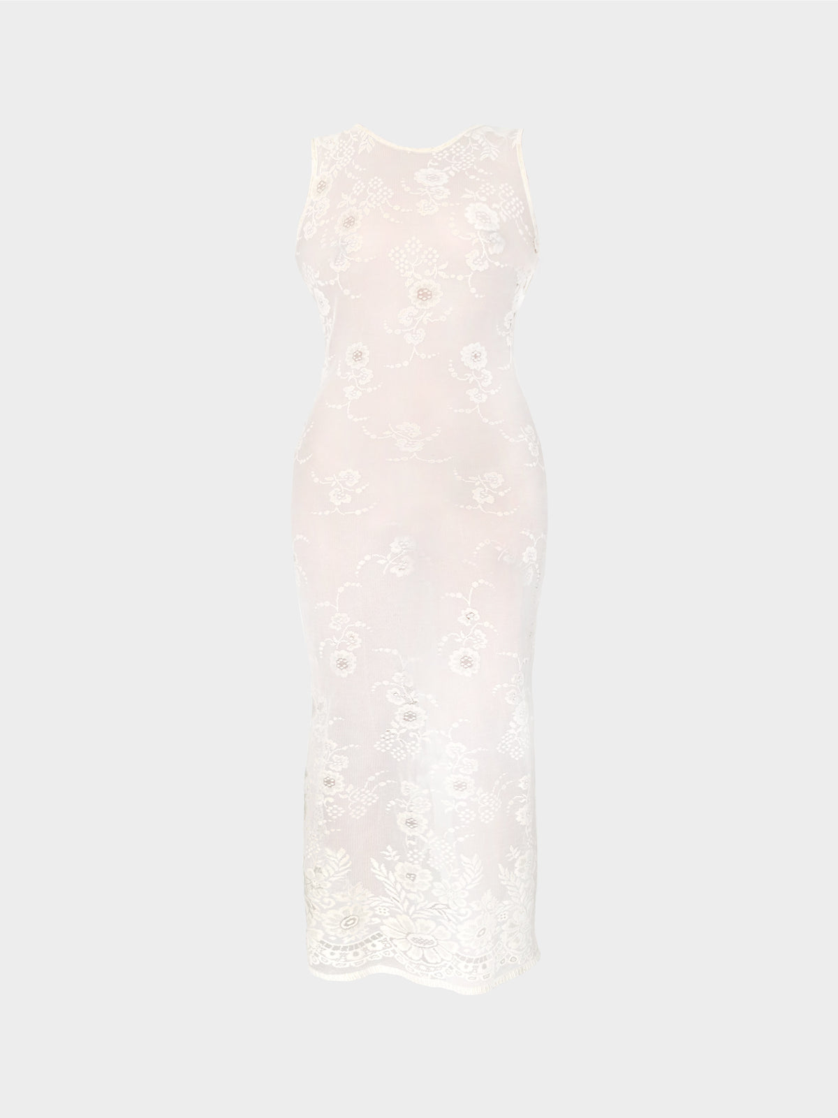 Dolce and Gabbana D&G 2000s Sheer Floral Bodycon Long Dress