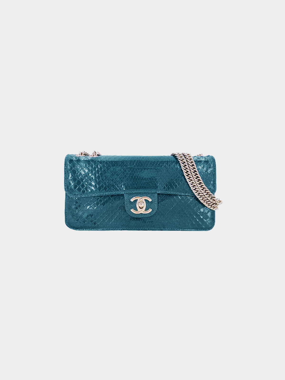 Chanel 2008-2009 Rare Turquoise Python Flap Bag