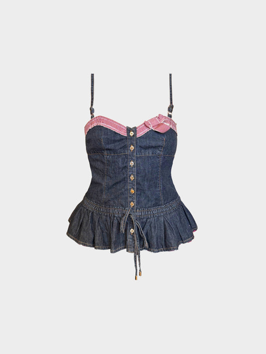 Dolce and Gabbana 2000s Denim Peplum Top