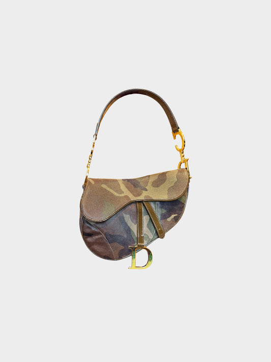 Christian Dior 2000 Khaki Camouflage Saddle Bag