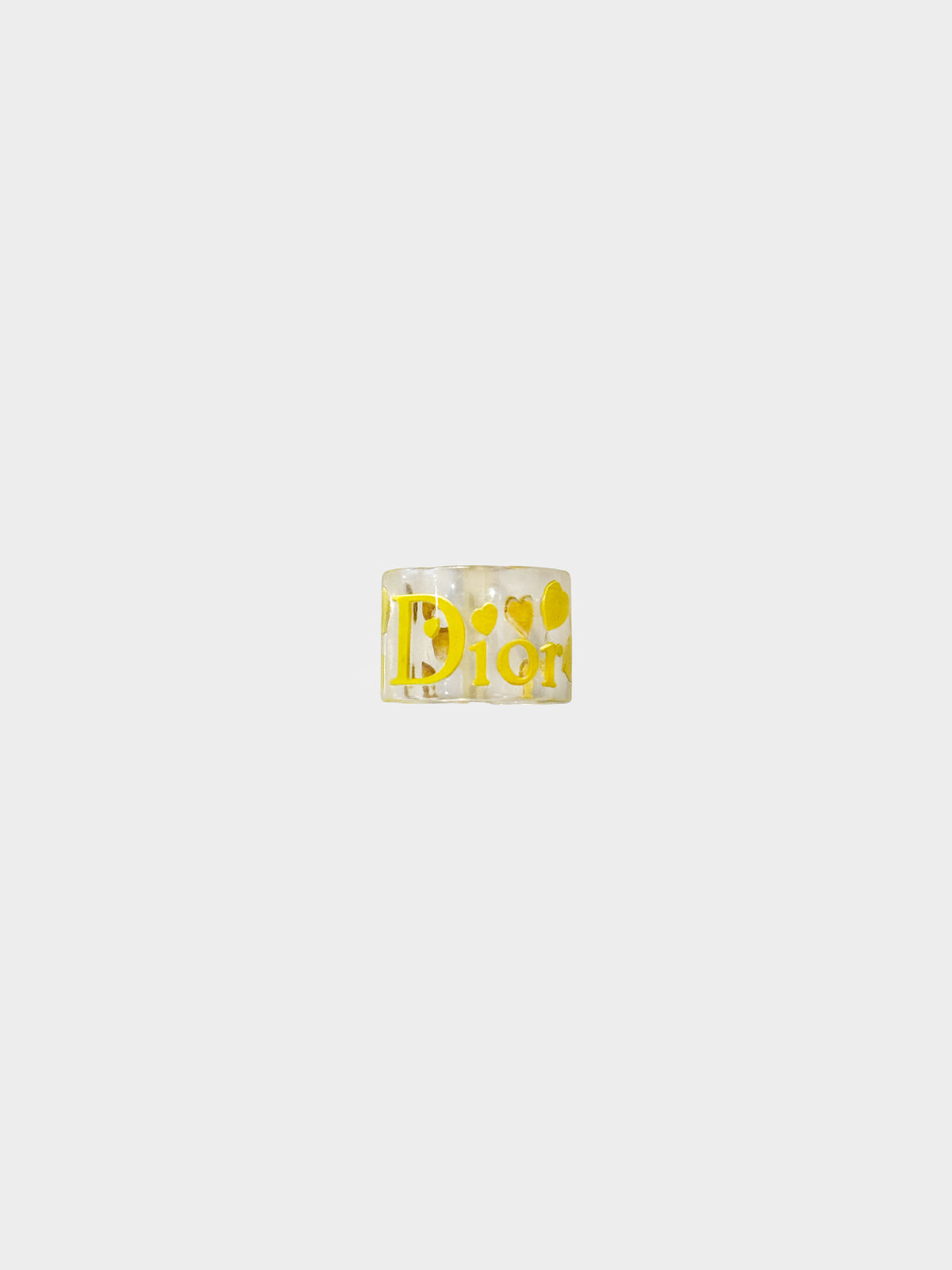 Christian Dior 2000s Yellow Heart Lucite Logo Ring