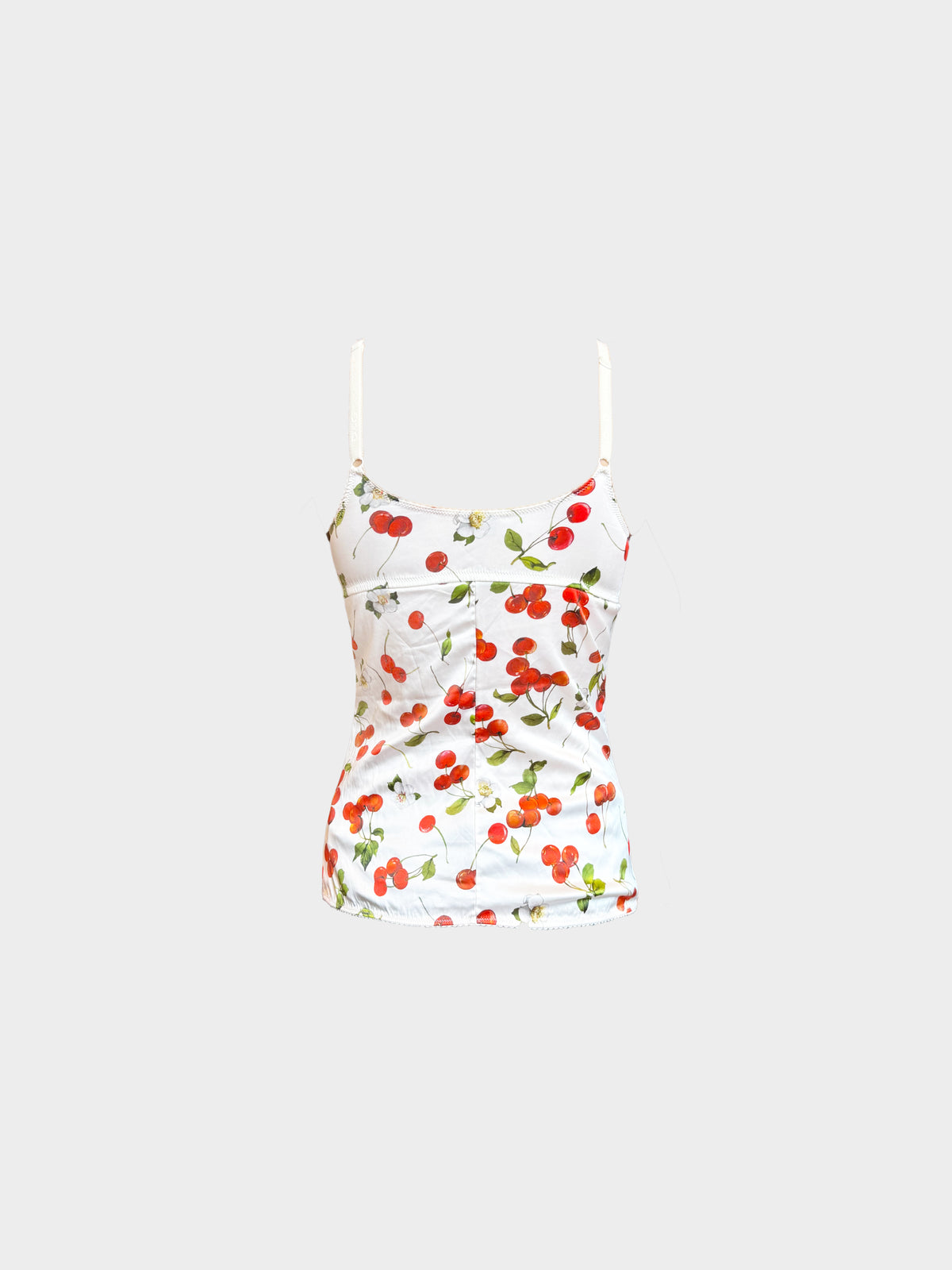 Dolce and Gabbana 2000s Cherry Print Silk Cami Top