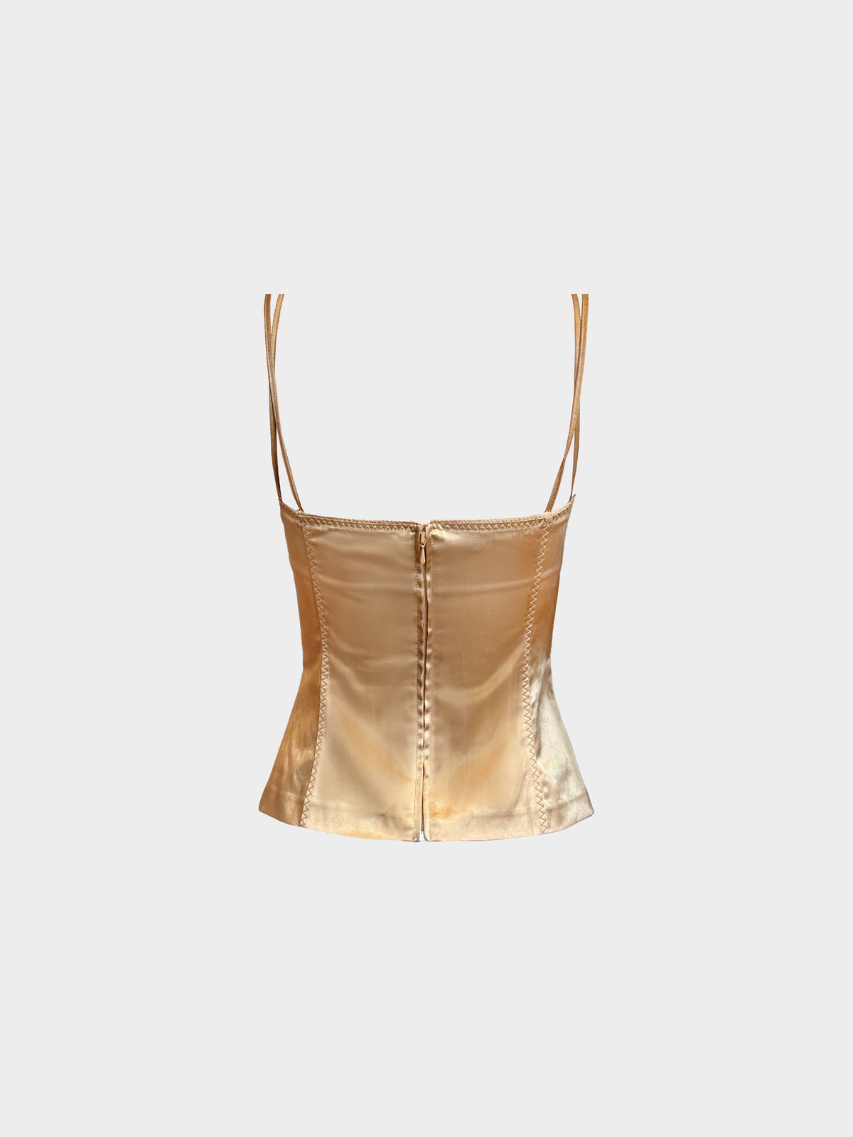 Dolce and Gabbana 2003 Gold Satin Lace-trimmed Top