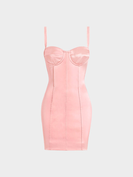 Dolce and Gabbana 2020s Pink Satin Mini Corset Dress